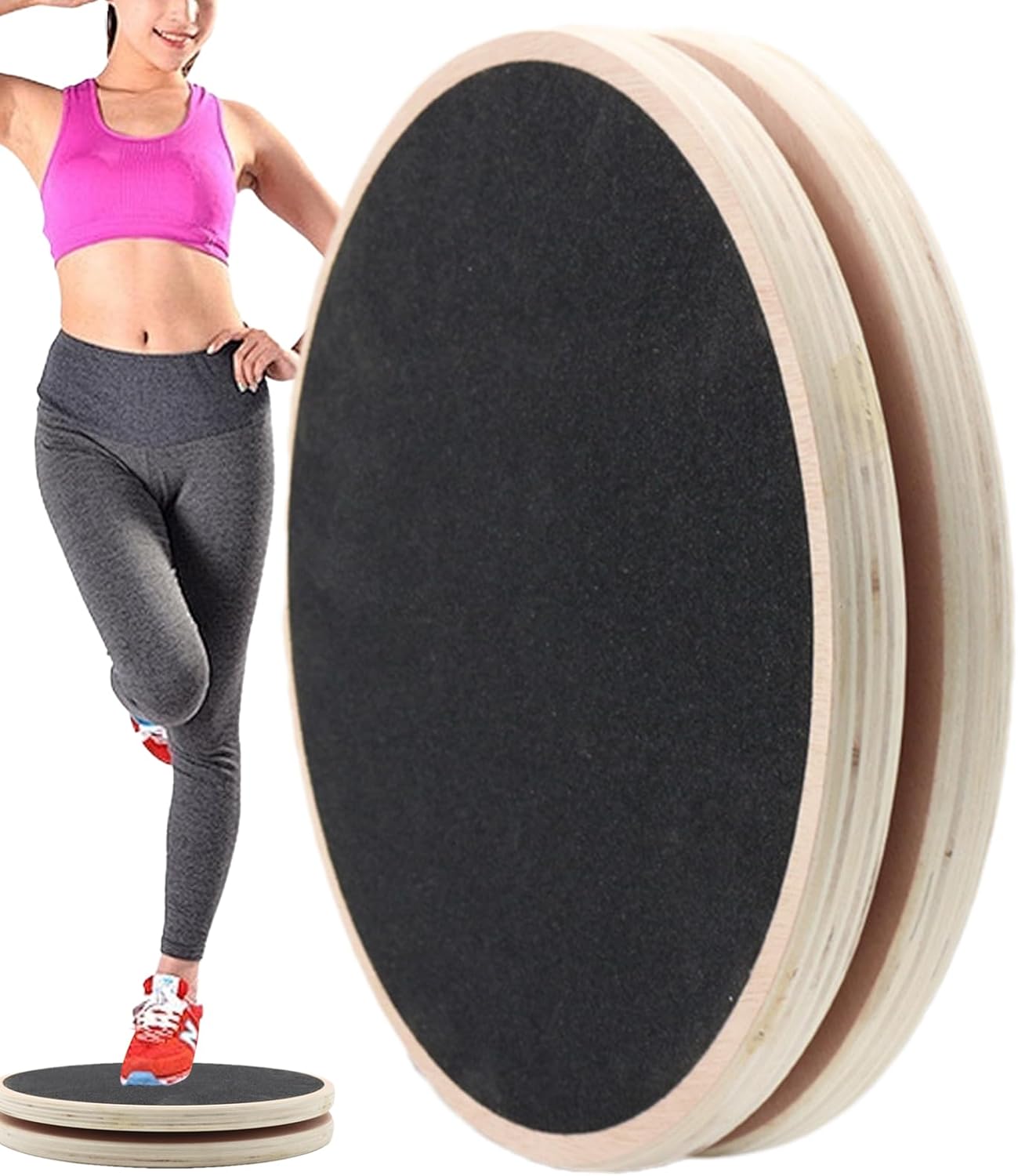 Wooden Waist Training Board, Waist Whisper Rotating Trainer, 11.22x11.20x1.77 Inches Anti-Slip Exercise Equipment, Body Sculpting Twist Gear for Arm Trimming and Core Workouts