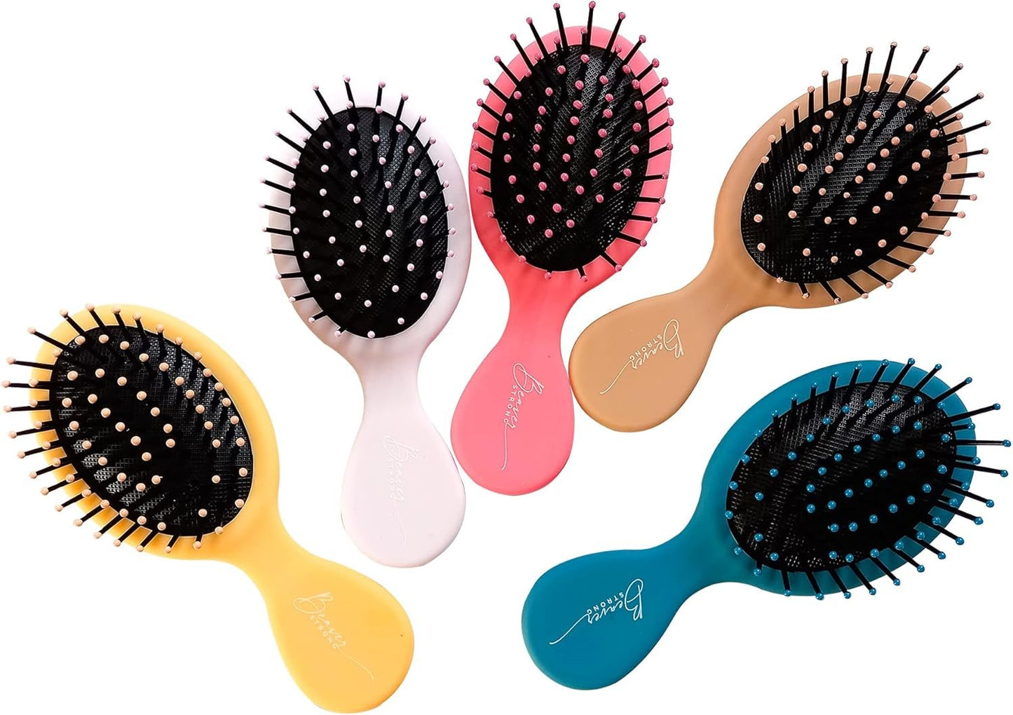 Essential Mini Hair Brush by BeaverStrong, Pocket-size Detangler Brush with Soft Bristles for Travel, Toddlers, Kids, Teens (Light Peach)
