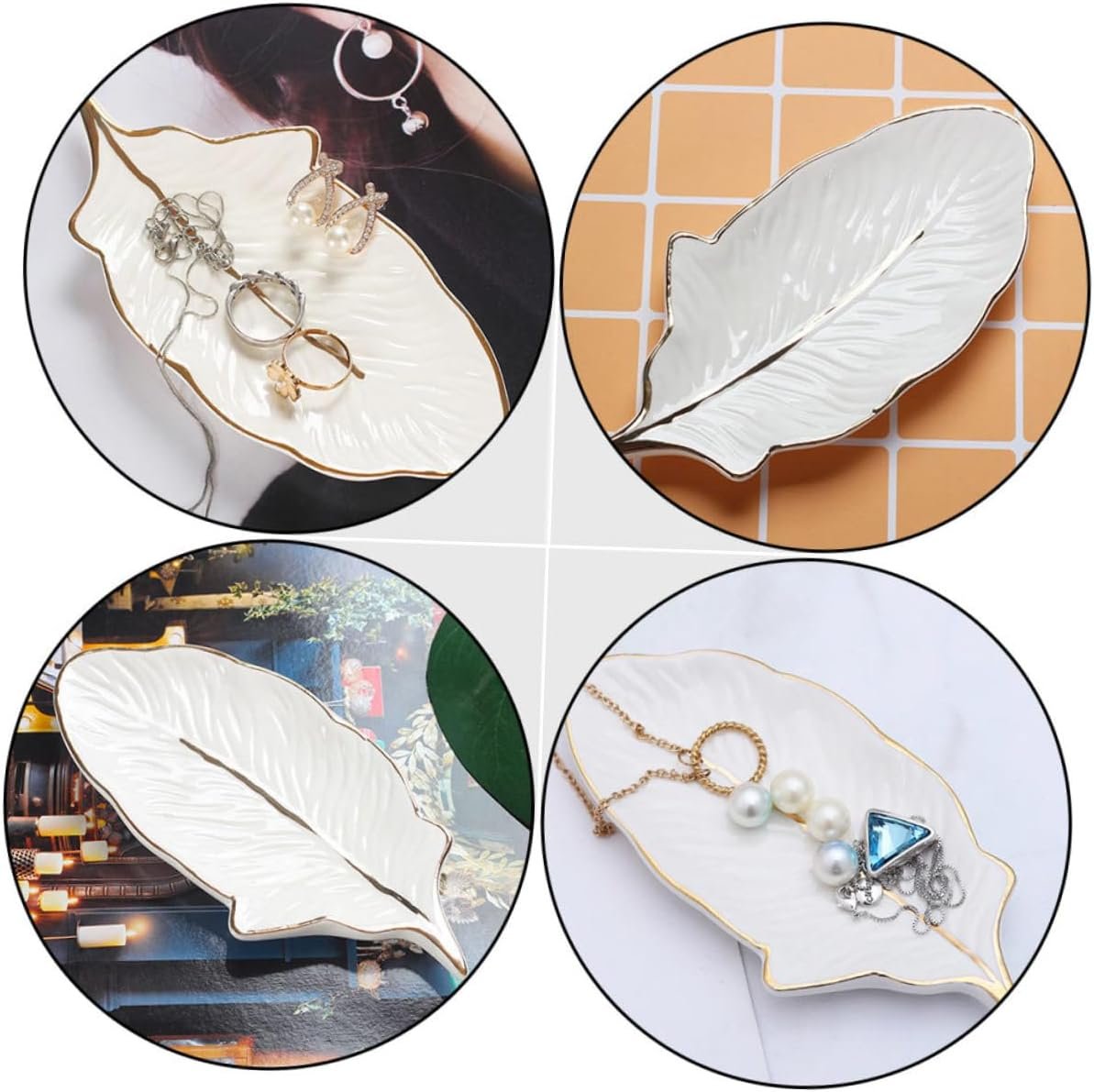DEARMAMY Storage Tray of 1 Piece Ceramic Case Beautiful Desktop Decor