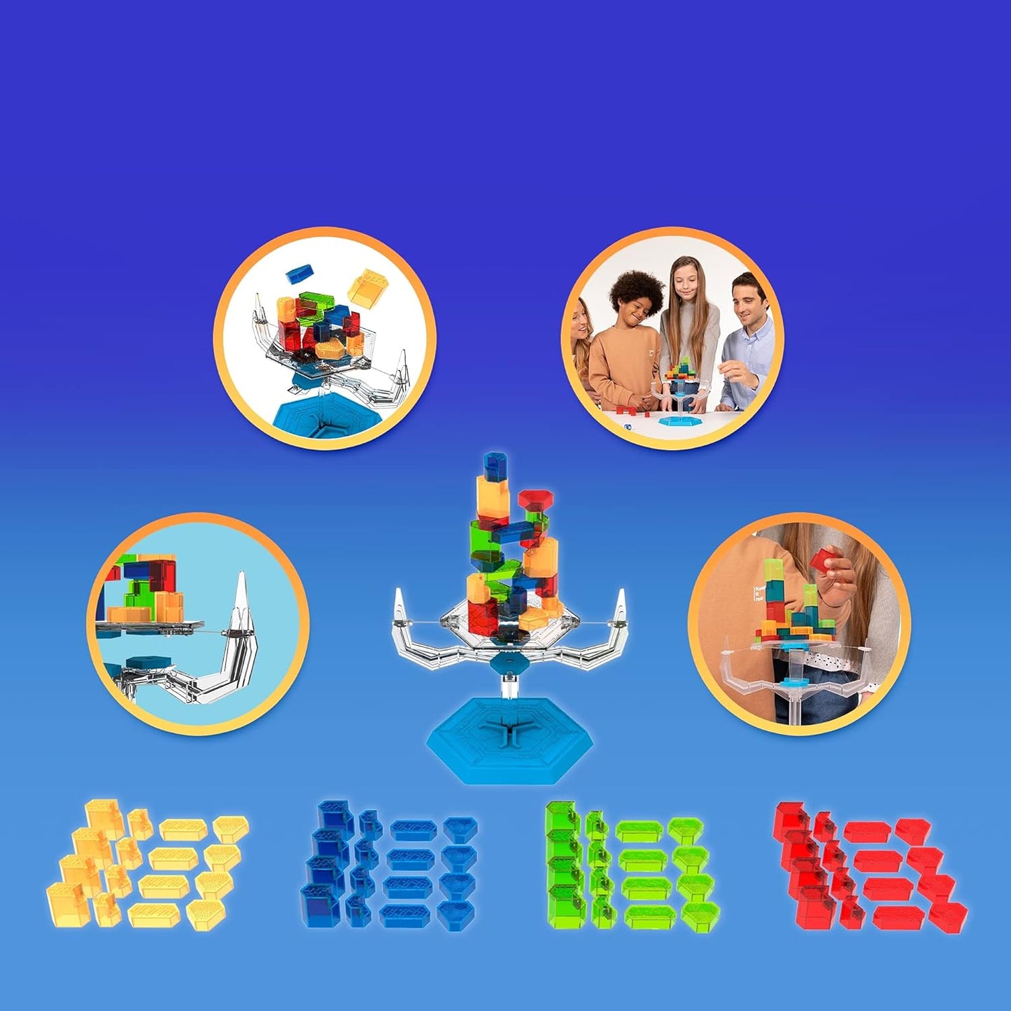 Play Fun BY IMC Toys Gravity Tower | Build a Tower with Blocks on an Unstable Floating Base, Defying Gravity - Fun Educational and Skill Game for Kids Ages 6+