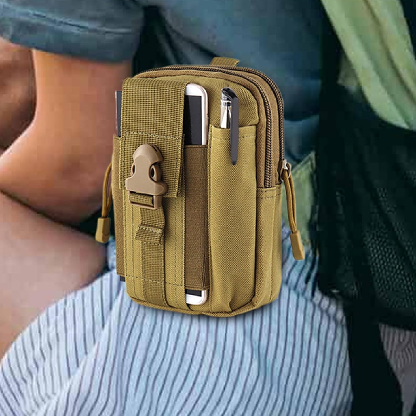 Hiking Fanny Pack, Outdoor Waist Belt Bag, Phone Case Wallet Pouch, Large Capacity Oxford, 6.89x4.72x2.36 inches Belt Gadget Pocket for Smartphone Tools Travel Accessories Gear