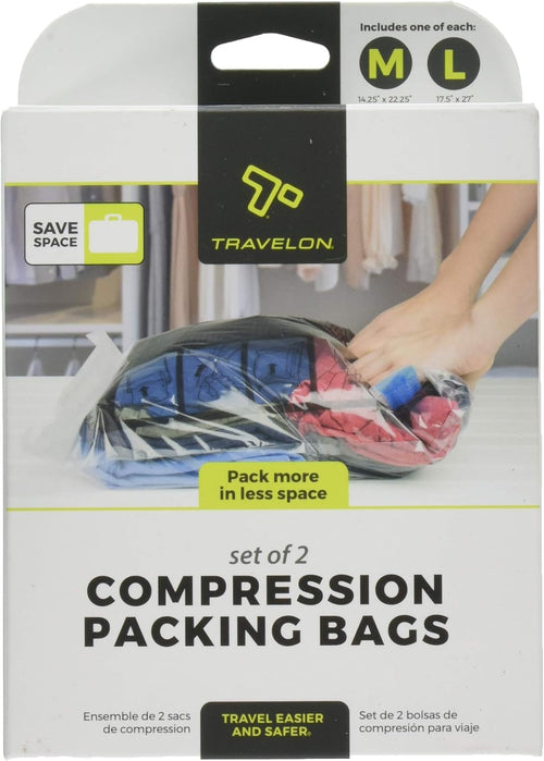 Travelon Set of 2 Compression Packing Bags, Clear, One Size