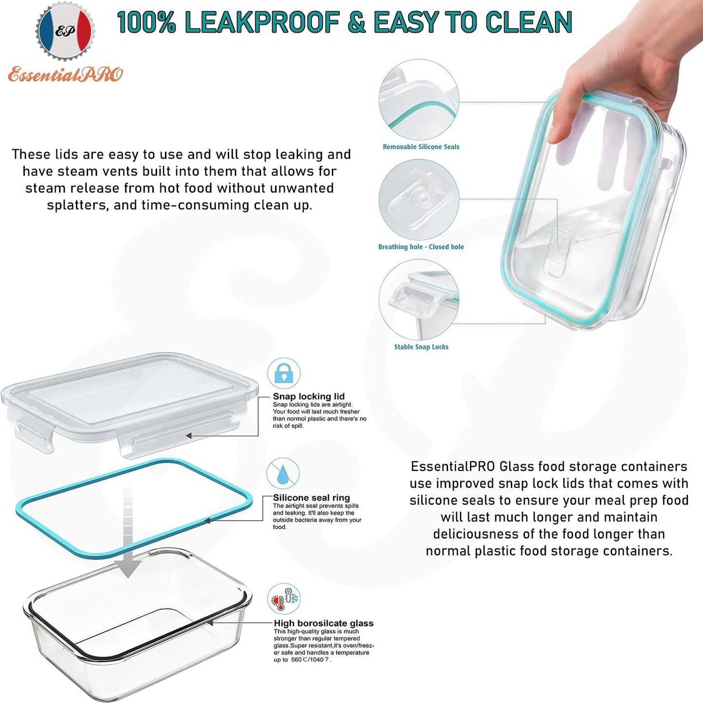 24 Pcs 12 Pack Glass Food Storage Lunch Containers Airtight Lids With Steam Vents. BPA Free Meal Prep Containers. Safe For Microwave, Dishwasher, Oven & Freezer Pantry Kitchen Storage & Organisation