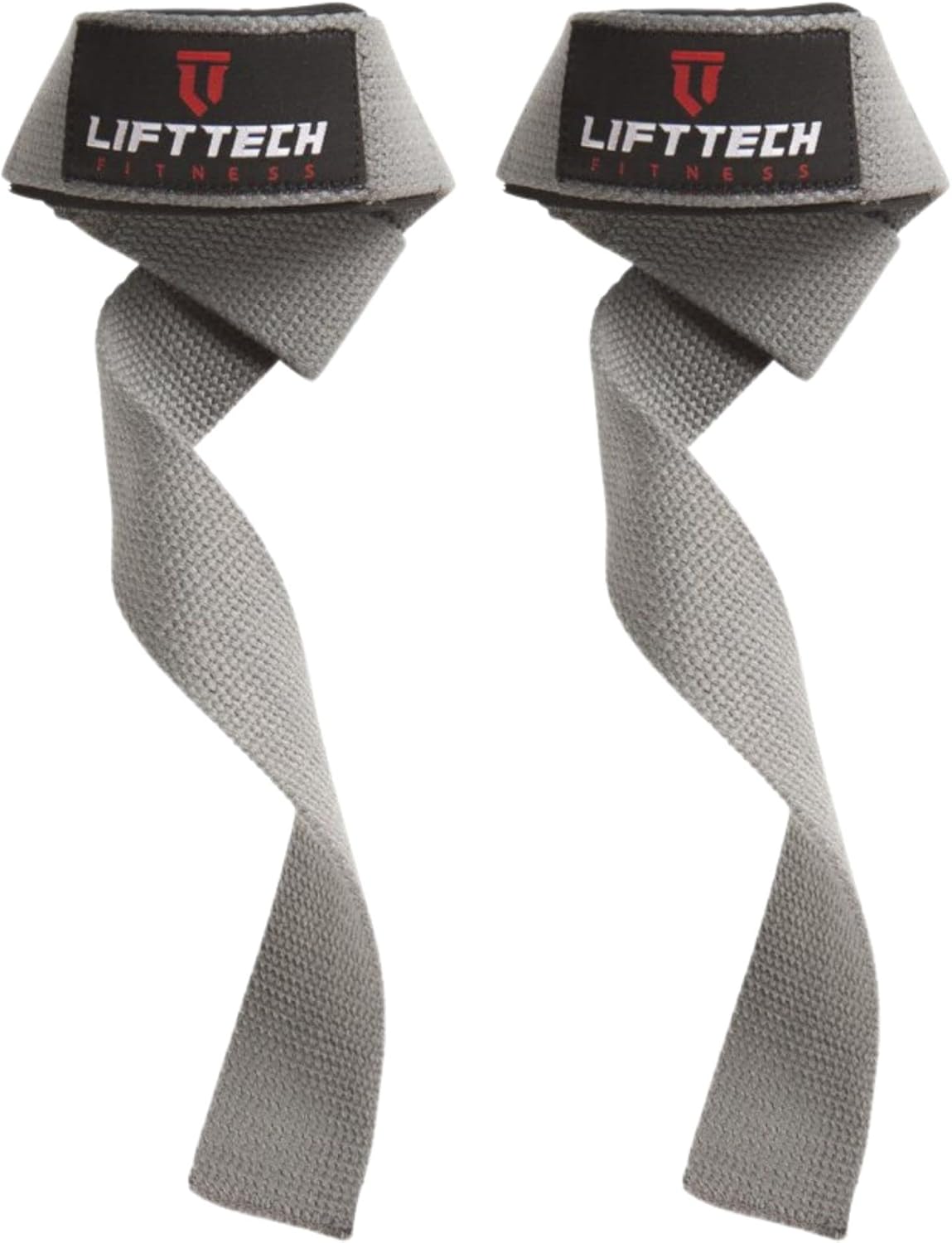 Lift Tech Fitness Padded Cotton Weight Lifting Straps - Gray