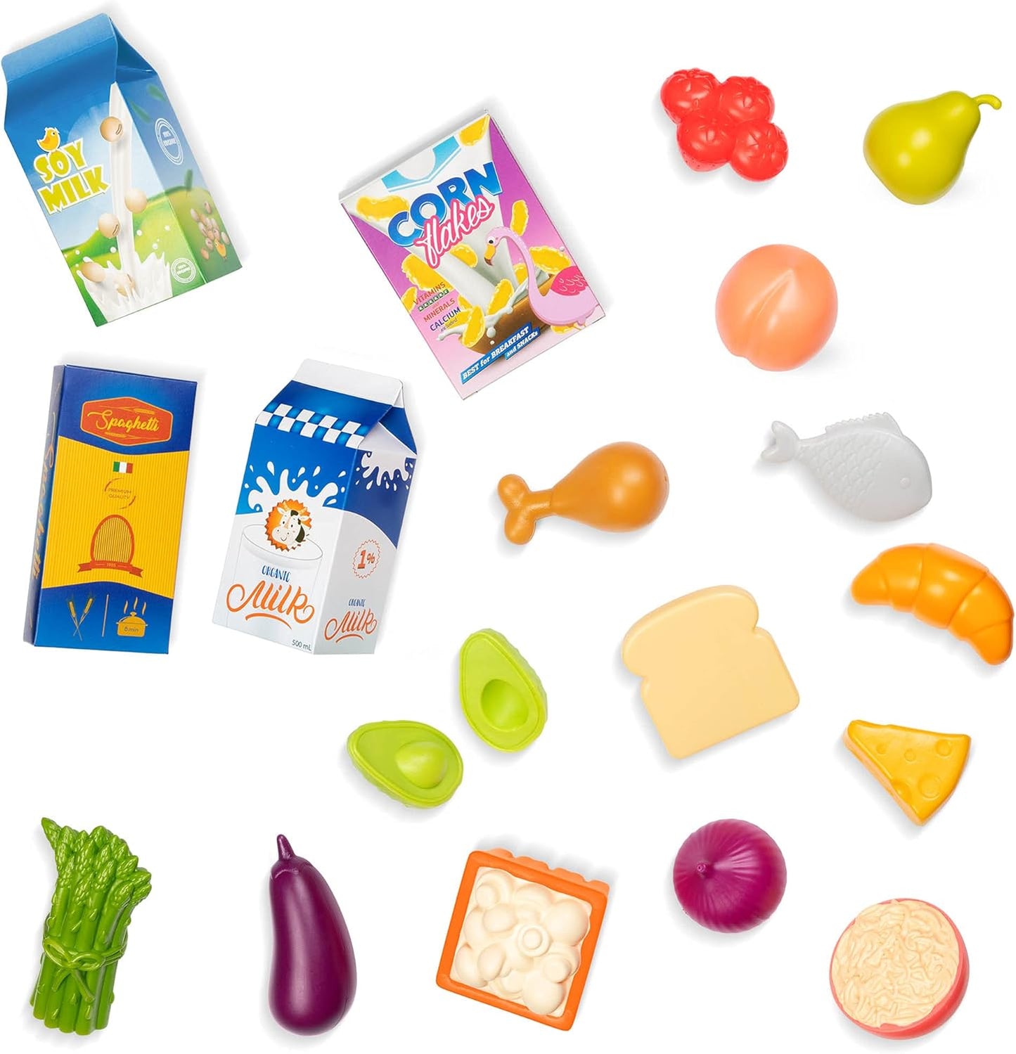 B. toys – Play Food & Basket – 18 Pieces of Toy Food – Grocery, Cooking, Play Kitchen Toys – Pretend Play Set for Toddlers, Kids – 2 Years + – Freshly Picked