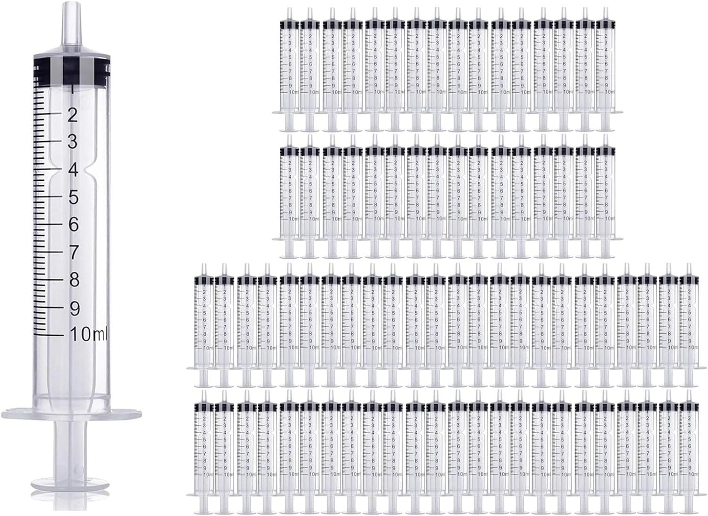 100 Pack 10ml Syringe Without Needle, Graduated Oral Medication Syringes for Labs, Measuring Liquids, Feeding Meds, Watering, refilling, Home Care