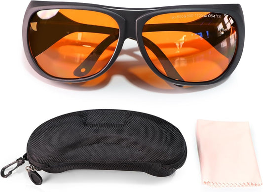 FONLAND Laser Safety Glasses for Laser Engraving OD4+ 190-550nm & 800-1100nm Yag, Blu Green and UV Light Fiber Laser Goggles Eye Protection with Case.