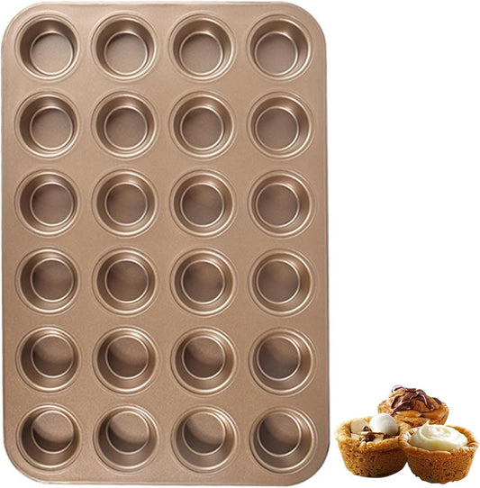 24-Cup Wiltshire Cup Muffin Pan Non-stick Baking Cups BPA Free Reinforced Thickened Stainless Steel Frame Muffin Pan Cake Molds Bakeware Cupcake Mold for Air Fryer Toaster Oven Counter & More (Golden)