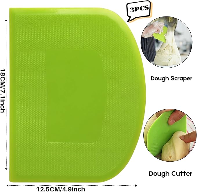 SURDOCA Dough Scraper Bench Scraper - 3P 7.1x4.9" Plastic Flexible Bowl Scraper, Sharp Edge & Angles Cake Scraper. Non-Slip Bakeware Decorating Tools Sculpting & Modeling Tools - Pink+White+Pink