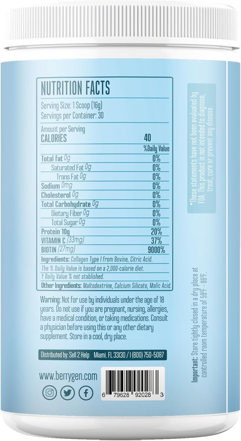 Unflavored Collagen Protein Powder with Biotin & Vitamin C – Powerful Bone & Joint Support, Anti-Aging Formula for Radiant Skin, Hair & Nails, Antioxidant-Rich Wellness Boost – 500g (1)