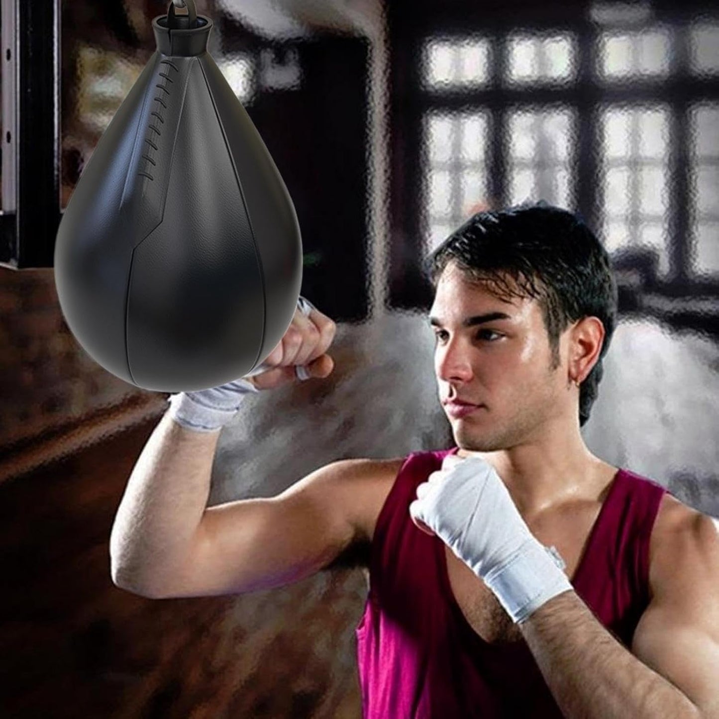 Speedbag Boxing Set, Dangling Pear Shaped, Portable Swivel Ball, Gym Reusable Boxing, Speed Bag Men Women, Boxing Training Gear, Punching Bag Gym, Fitness Workout Tool, Adjustable Boxing Set,
