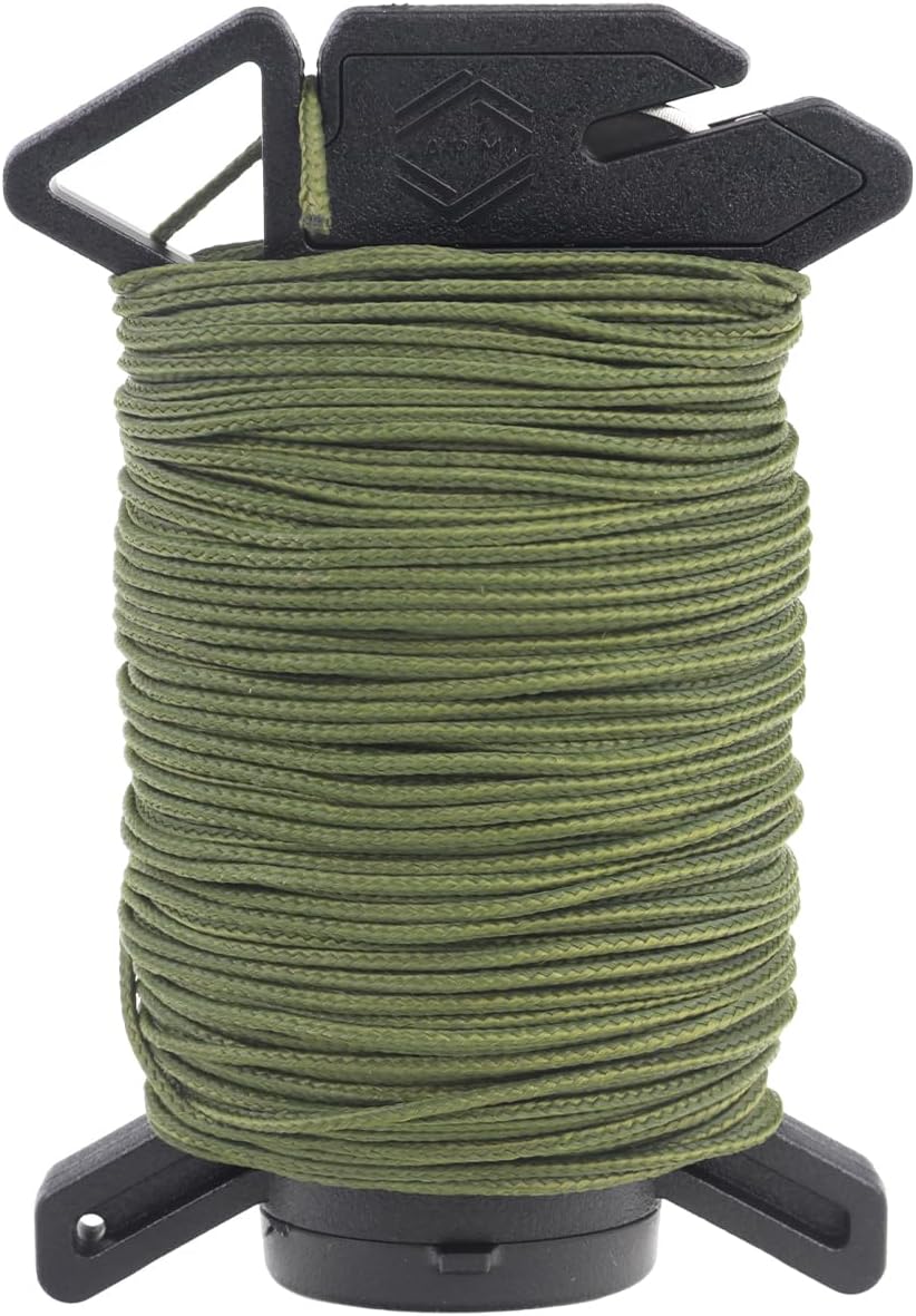 Atwood Rope Ready Rope™ Micro Cord Dispenser 125ft 100lb Test, Camping Gear Survival Tool, Built in Storage, Cutting Blade, Cord Grip, Gear Loop, Made in USA (OD)