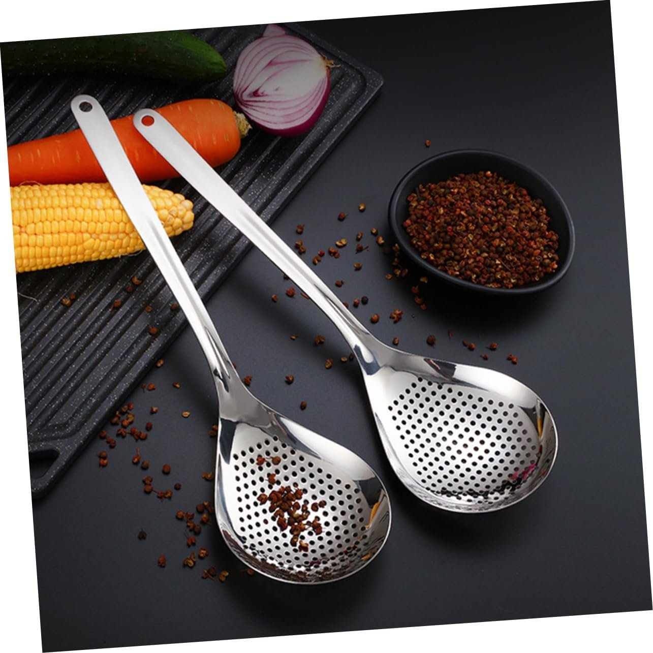 LIFKOME 2 Pezzi Cucchiaio Per Pasta E Noodles in Acciaio Inossidabile Colino Cucina Gadget Utensili Cucina Per Spaghetti E Altri Cibi