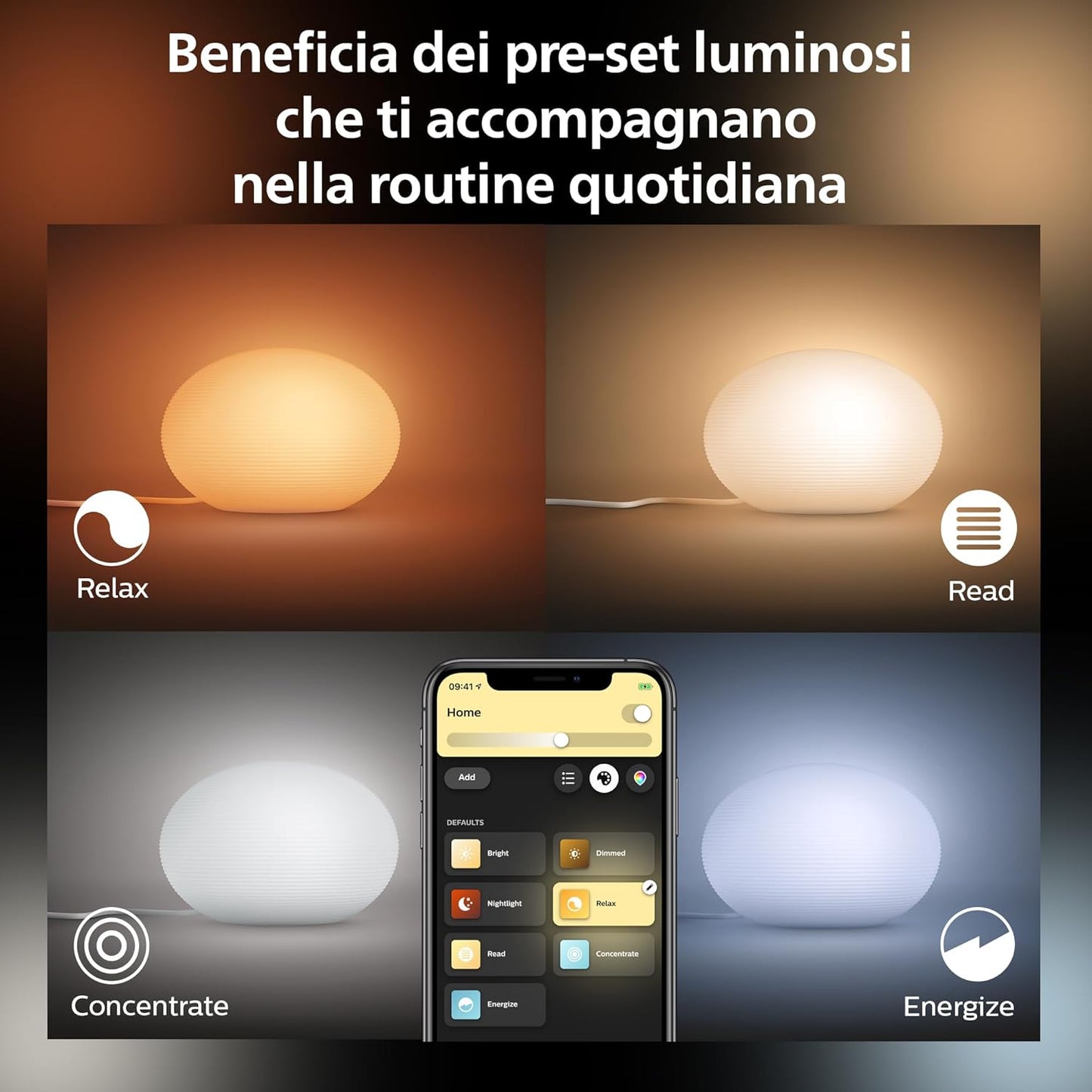 Philips Hue White and Color Ambiance Flourish Smart Table Lamp, Bluetooh, 9.5 W, White