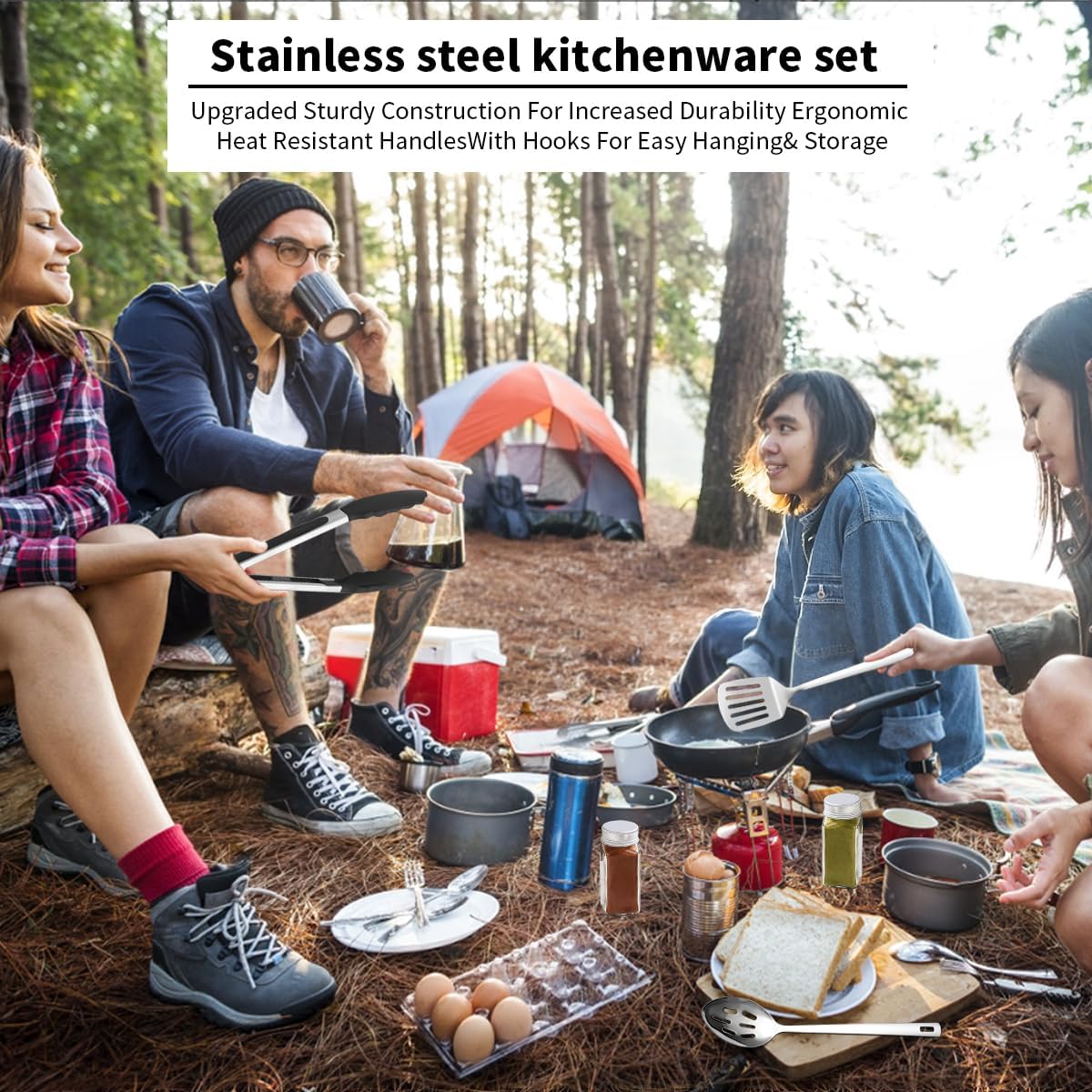 ReaNea Camping Essentials Accessories Camping Gear Must Haves, Cooking Utensils Set Rv Camping Kitchen Backpacking Supplies Camper Gadgets Outdoor Hiking Travel Picnic Gifts