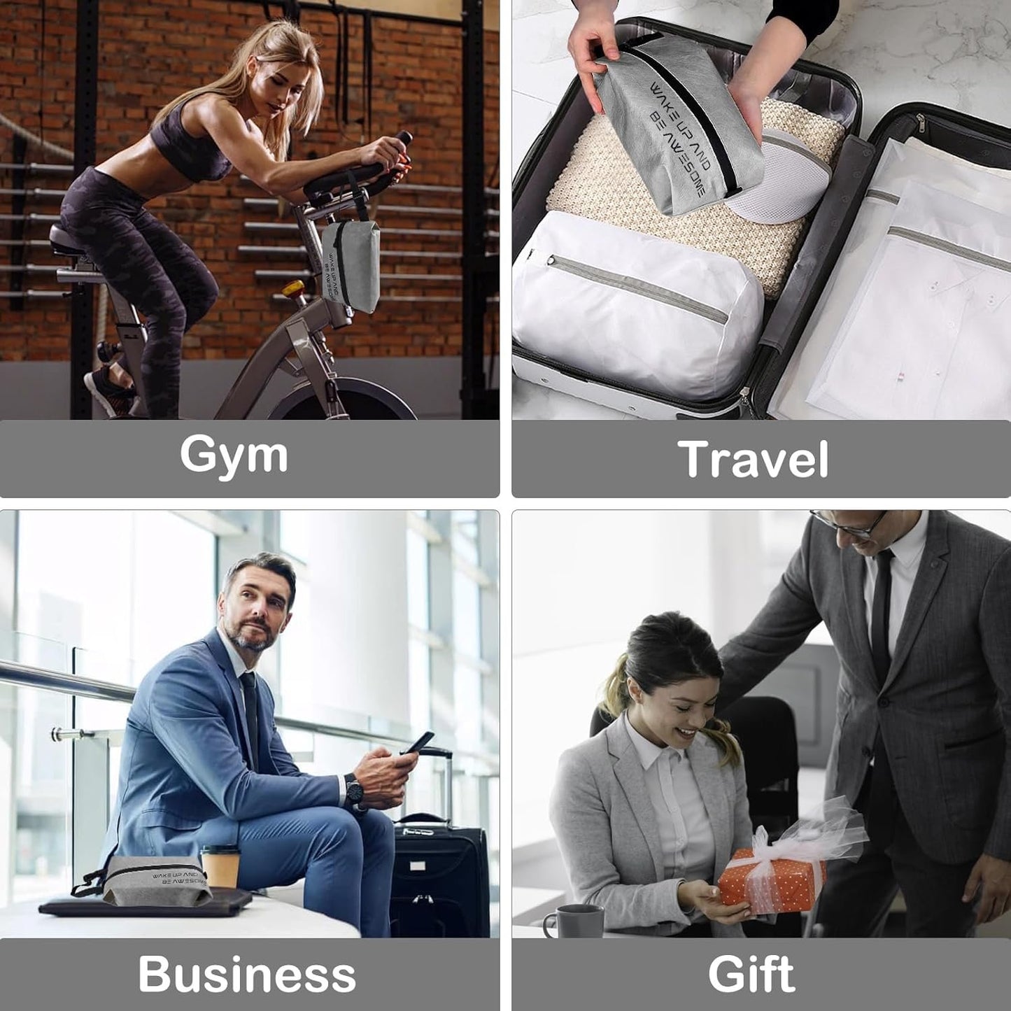 Maplerich Travel Toiletry Bag - Eco-Friendly Small Hygiene Bag for Men and Women, Mini Toiletry Bag for Toiletries, Wet Bag, Dopp Kit, Black Cosmetic Bag, Kids Toiletry Travel Bag, Grey, Fashion