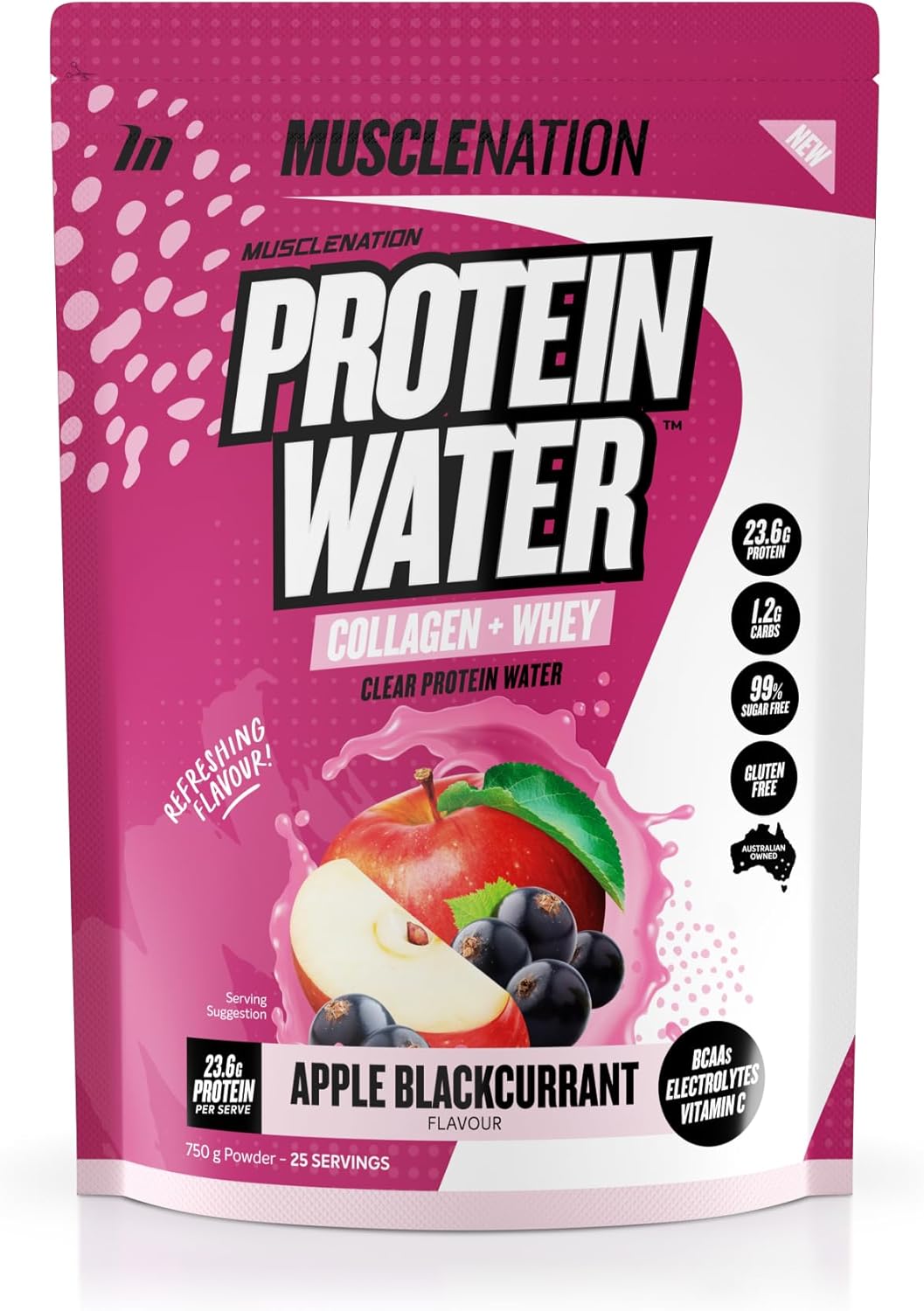 Muscle Nation Apple Blackcurrant Protein Water 750g (25 Serves)