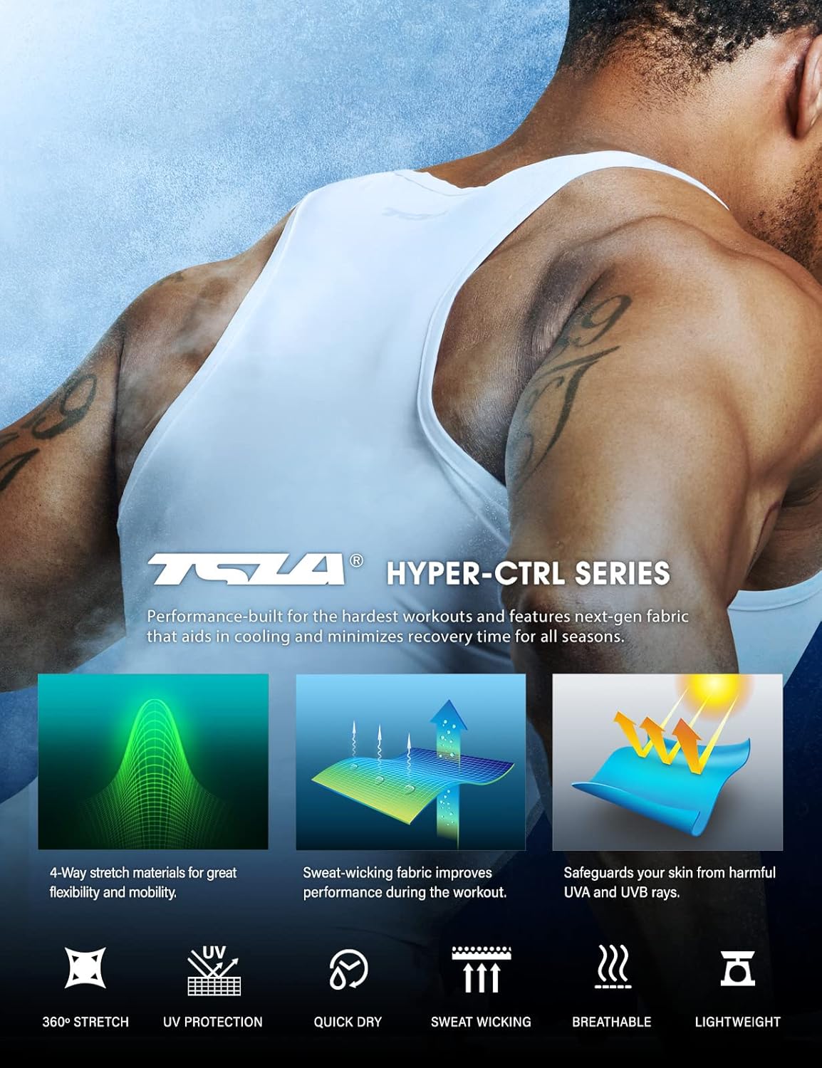 TSLA Men's Cool Dry Compression Sleeveless Tank Top, Athletic Sports Running Basketball Workout Base Layer MUN04-WHT Medium