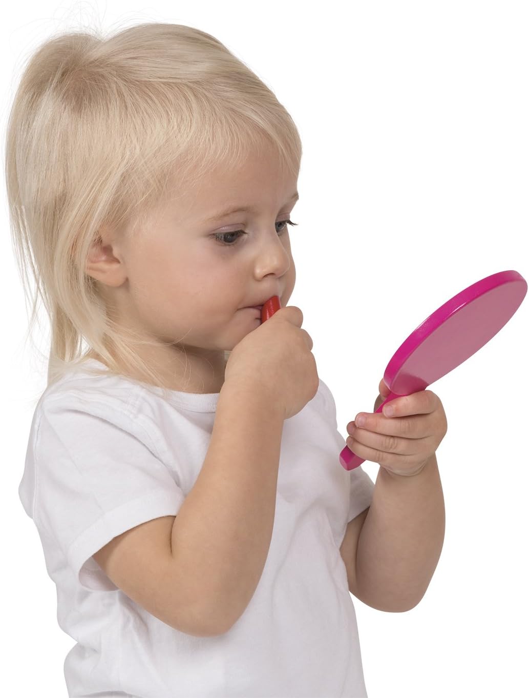 Janod - P'tite Miss Vanity Case for Children - 9 Solid Wood Accessories Included - Pretend Play Toy Beauty and Cosmetic, J06514, Pink