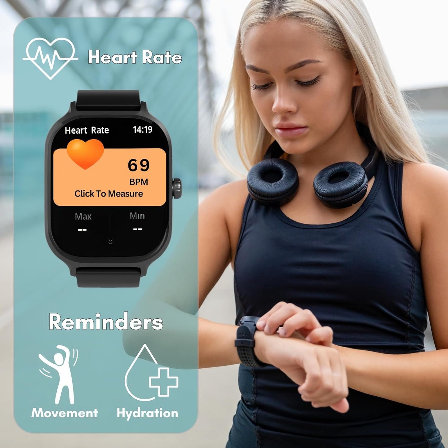 iN Tech Smart Watch Pro (Advanced) - 2.01" HD Touch Screen - Smart Watches for Women Mens Watches - Smart Watch Men - Fitness Watch - Fitness Tracker Heart Rate Monitor Sleep Monitor Multi Sports Mode
