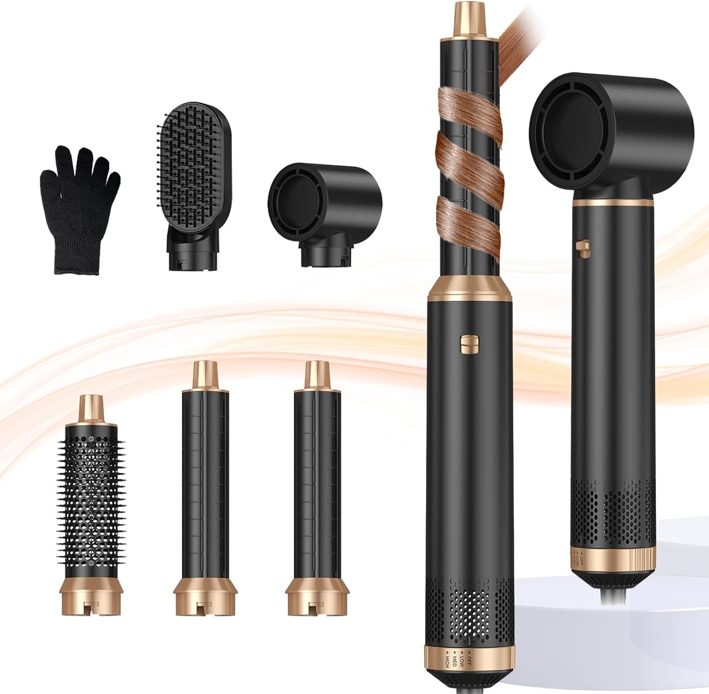 Blow Dryer Brush 5 in 1, Negative Ion Hair Dryer Brush Set Upgrade Hot Air Brush Air Styler Curling Wrap Air Curler, Curling Iron Hair Styling Tools As A Gift for Straight/Curl/Drying/Smoothing