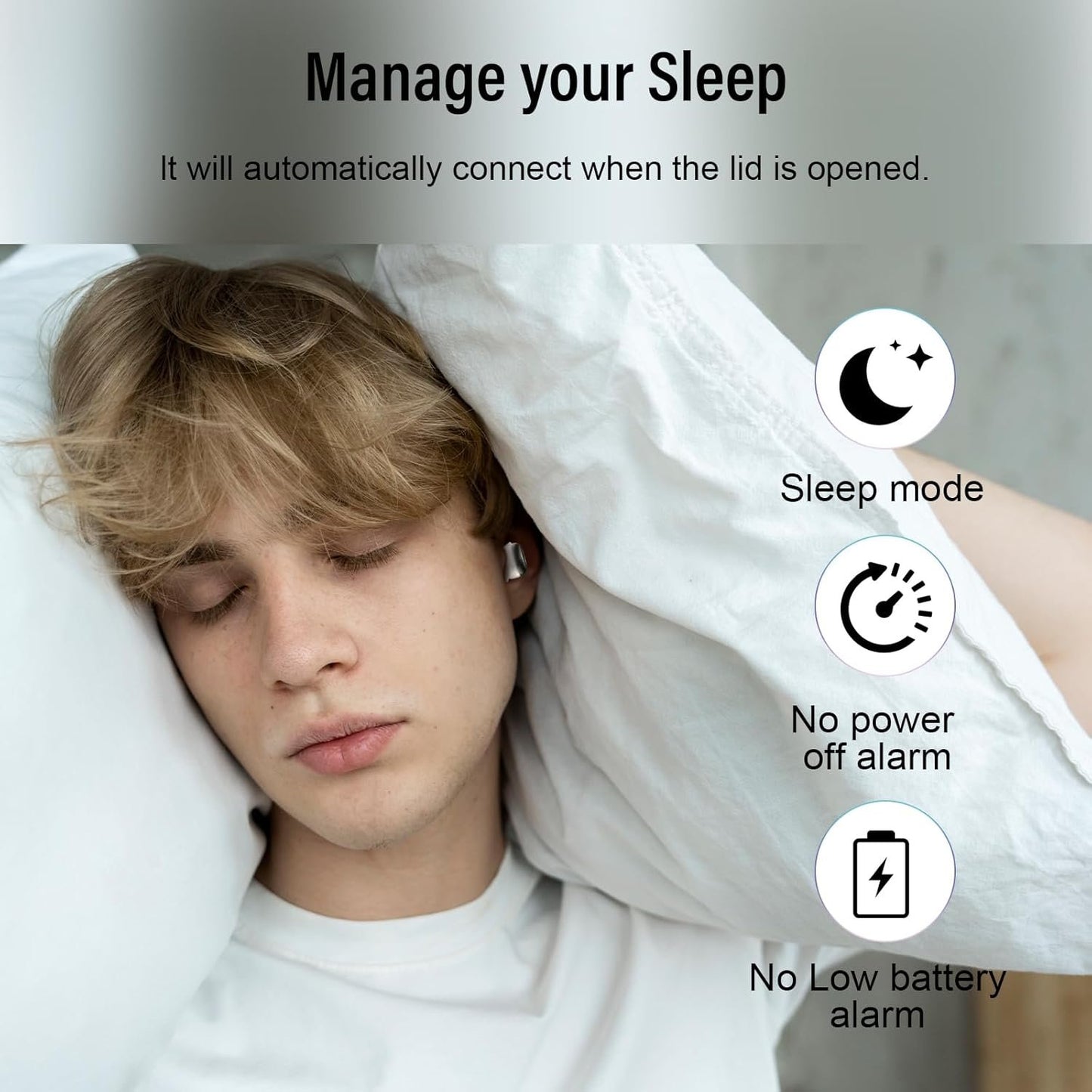 Sleep Earbuds Bluetooth 5.4 Sleep Headphones in Ear, Wireless Earbuds for Design Side Sleeper, 47H Playtime Noise Cancelling Ear Buds, Clear Calls, IPX7 Waterproof Light-Weight Earphones, Bee White
