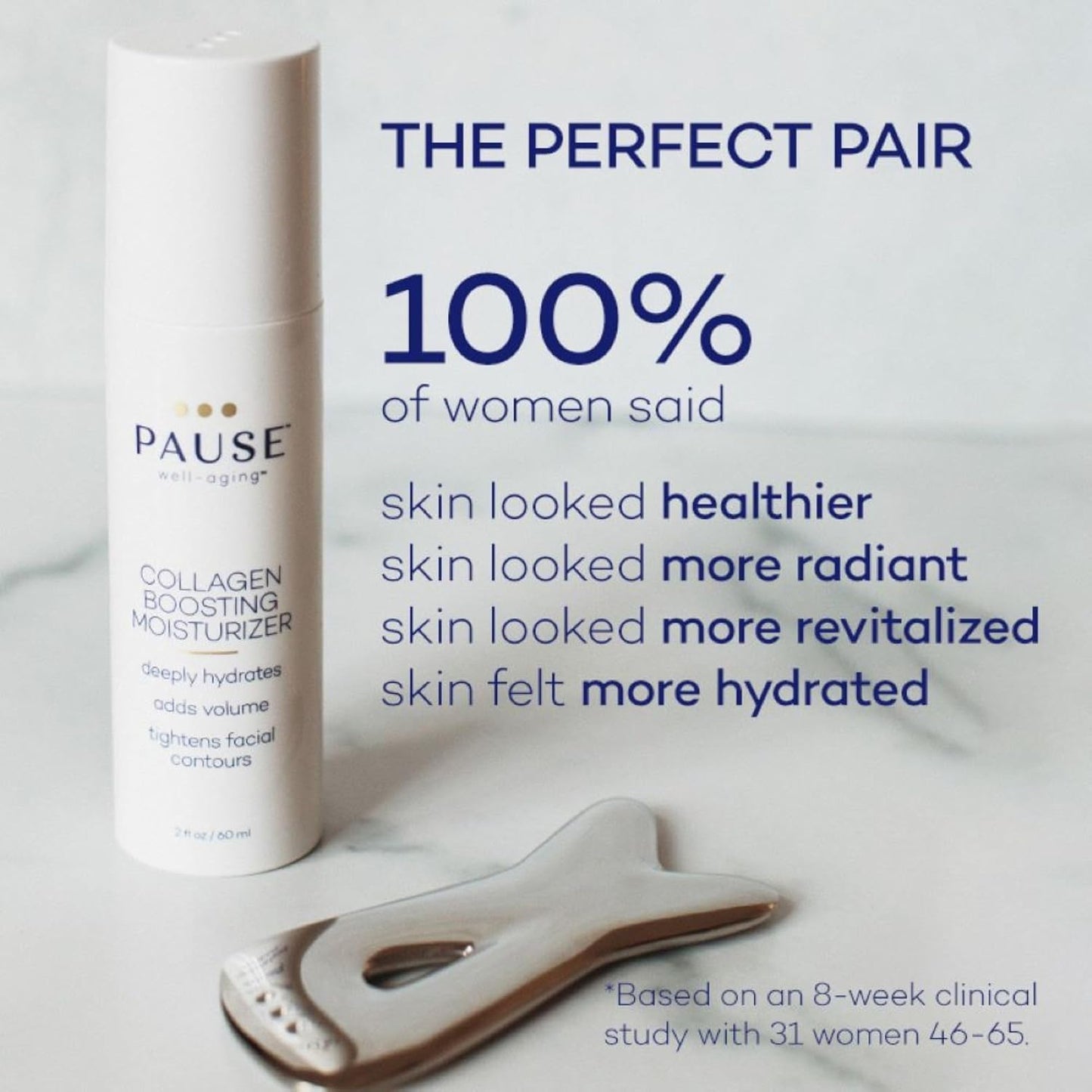 Pause Well-Aging Collagen Boosting Moisturizer - Peptide Rich Moisturizer For Skin Care - Hydrating Wrinkle Cream For Face - Made with Hyaluronic Acid, Vitamin B3 and Vitamin C - 2 fl oz