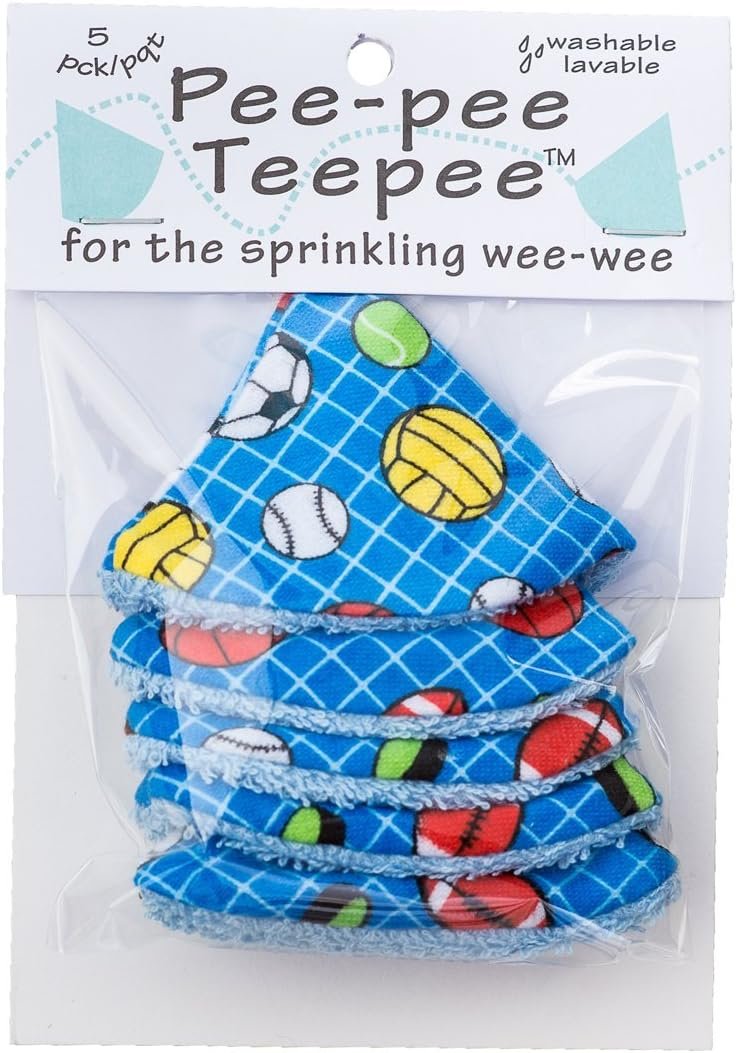 Pee Pee Teepee Sports Ball Blue 5 Pieces Baby boy Pee Shield Babyboy Essentials peepeeeteepee Baby Diaper Cover for Boys Teepee Shield Pee Covers