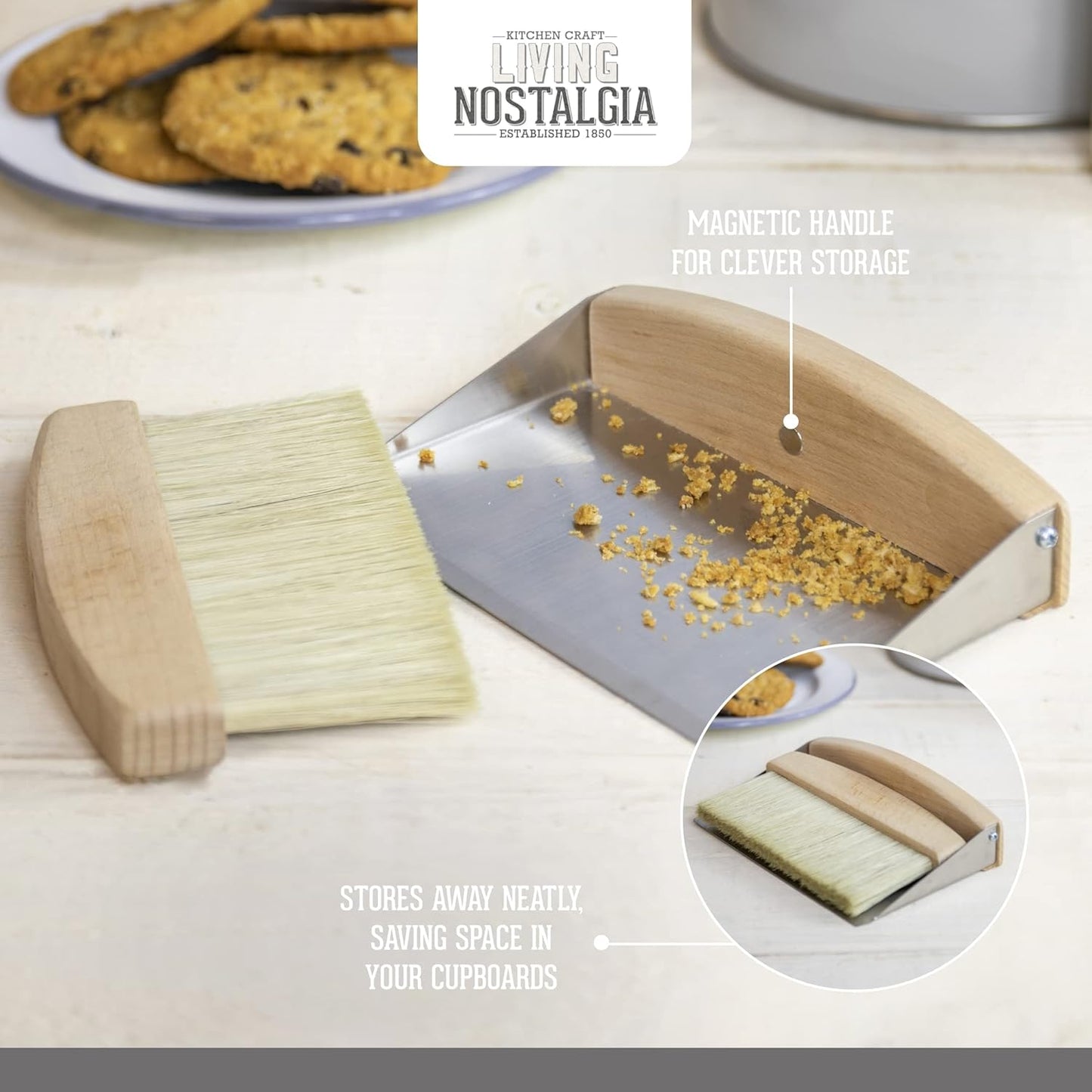 KitchenCraft Living Nostalgia Dustpan and Brush Set Table Top, 16 x 11 x 14 cm