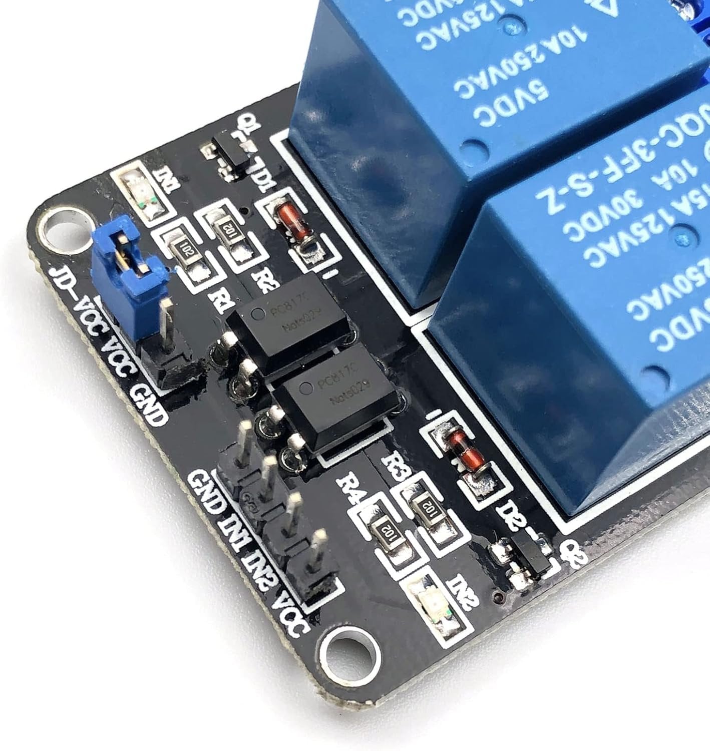 FainWan 2pcs 2 Channel Relay Module with Optocoupler 5V Active Low Level Amplifier Trigger JD-VCC Relay Power VCC Power