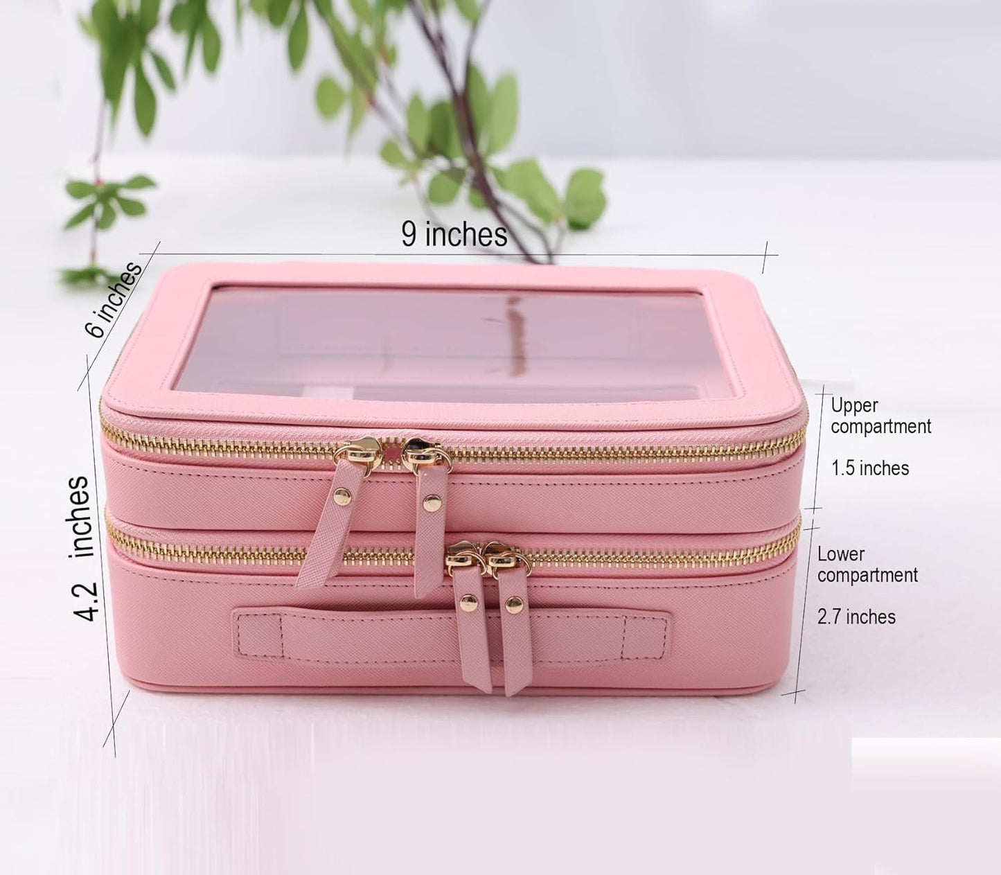 SANHECUN Clear Travel Toiletry bag Toiletry Case Carry on Travel Accessories Bag Makeup Bag, Pink, SHC-TL-2, Cosmetic Bag