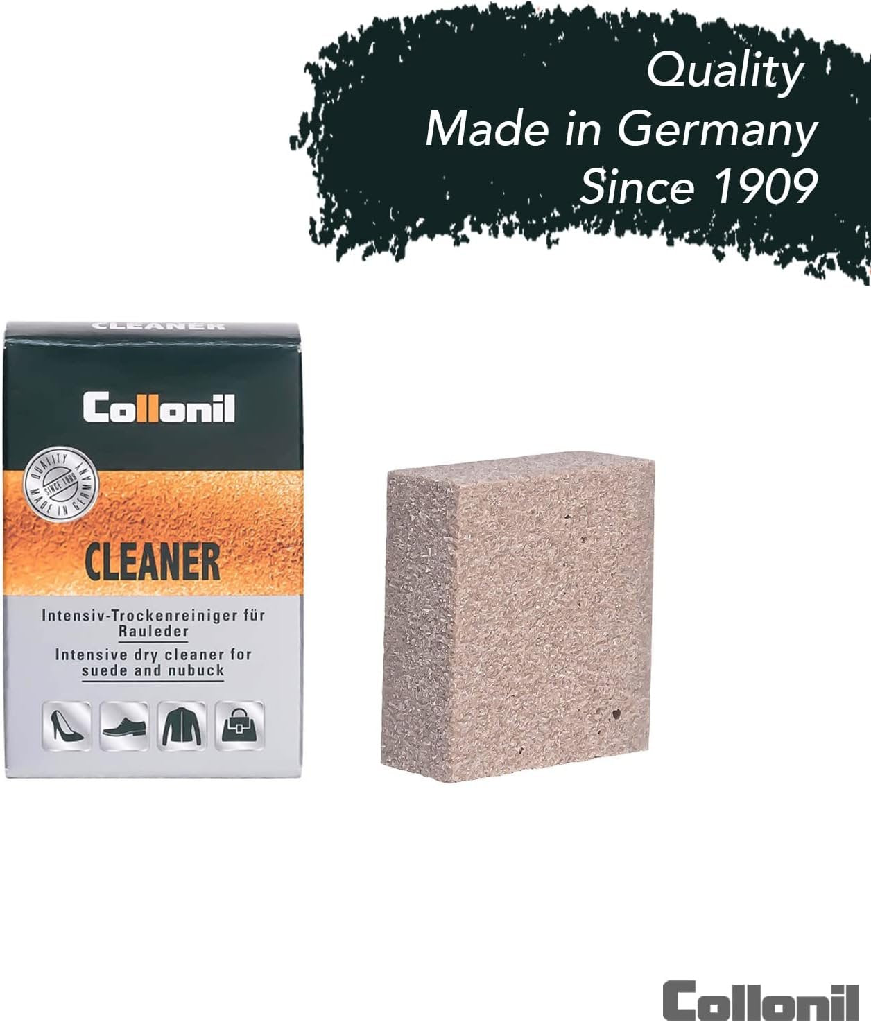 Collonil Universal Dry Cleaner for All Suede & Suede Leathers, Effectively removes Bare Spots on Stressed Surfaces Made of Suede Leather, Made in Germany, Transparent, One Size