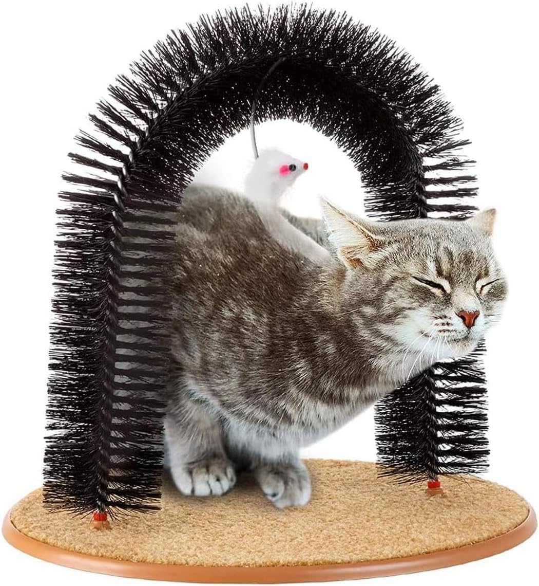 AIMALL Cat Grooming Arch, Pet Scrub and Tickle Device with Brush, Arch-Type Cat Scrubbing Tool, Multi-Functional Pet Care Accessory, 14.17x11.22 Inches