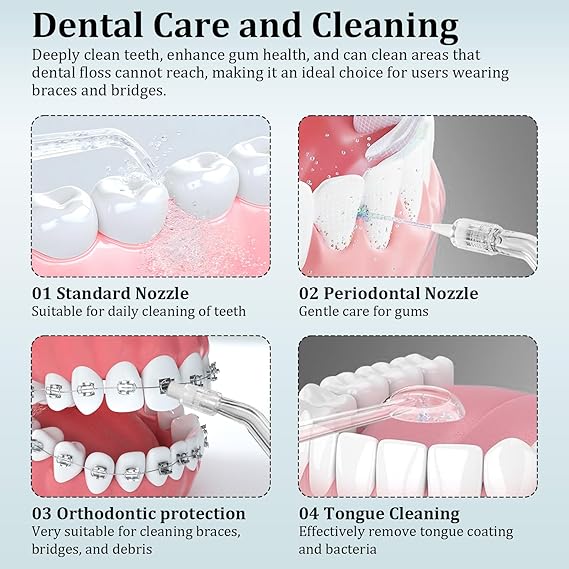 Water Dental Flosser Pick for Teeth, Rechargeable Oral Irrigator for Home and Travel, Collapsible Water Teeth Cleaner for Braces and Dental Care, Waterflosser for Oral Hygiene