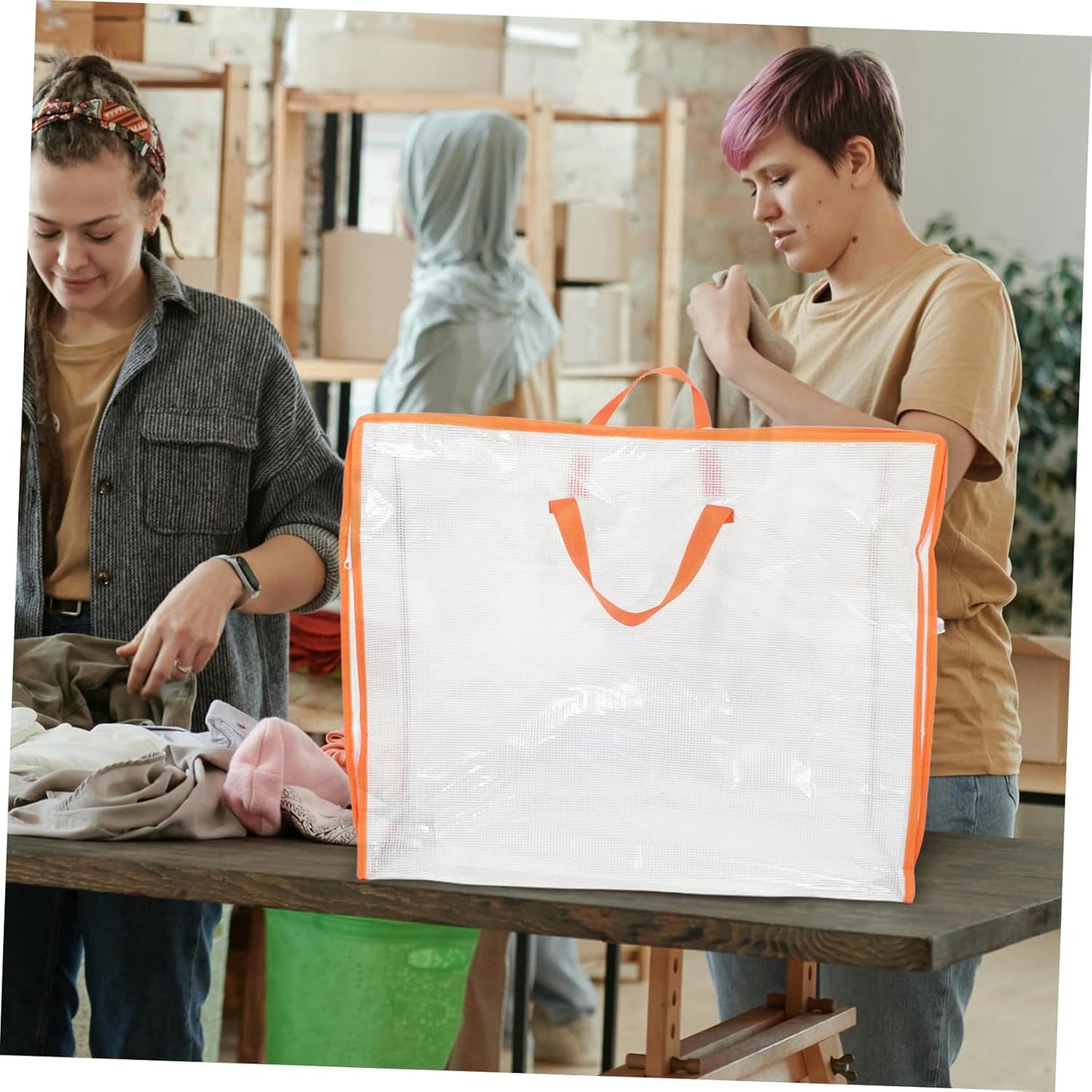 minkissy Large Transparent Clothes Storage Bag with Zipper Heavy Duty Moving Tote for Quilts Bedding Clothes and Spacious Packing for Easy Organization and Moving