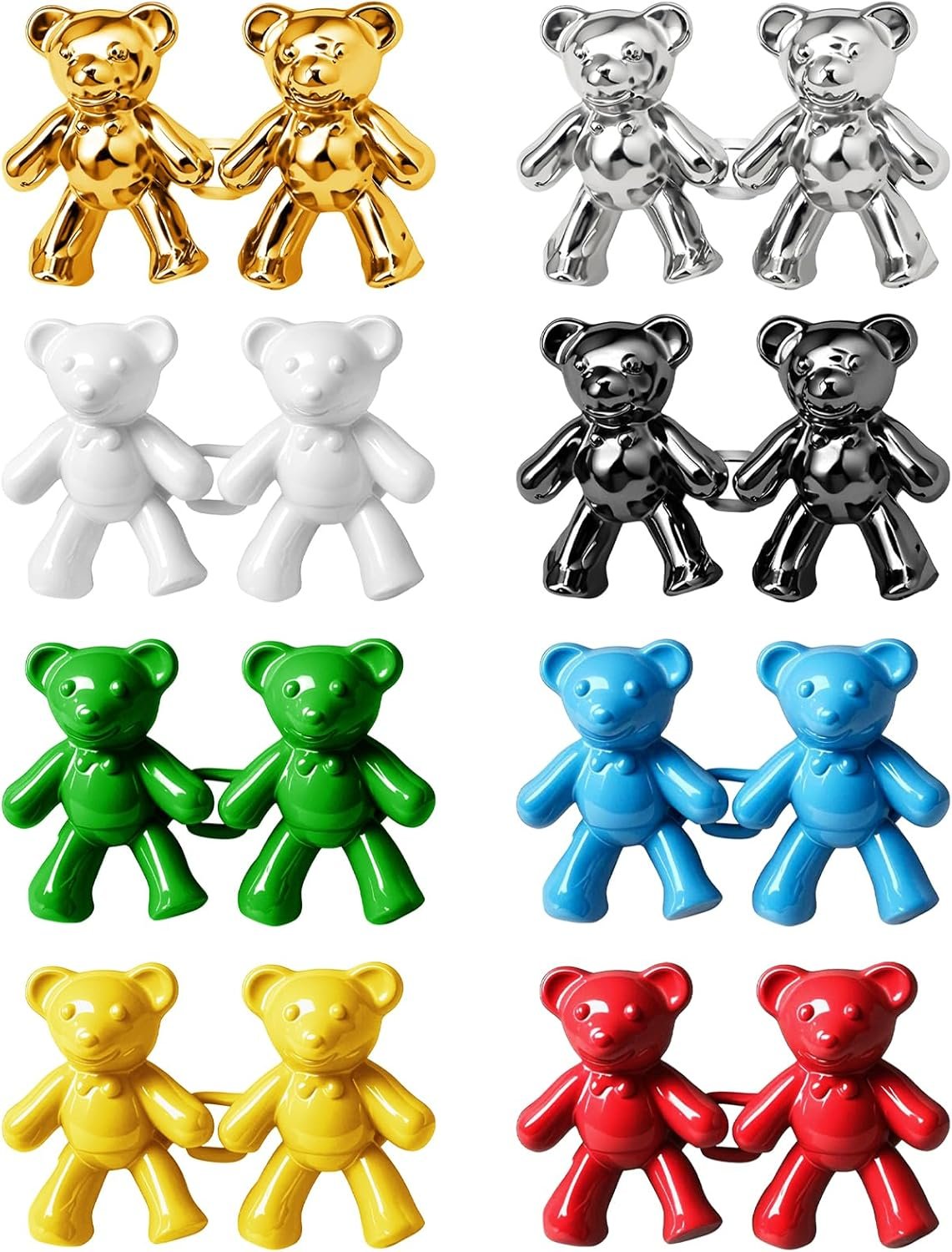 NILLOS Adjustable Waist Buckles, 8 Pairs Cute Bear Jeans Button Pins for Skirt, Jackets, DIY Clothing Accessories (Colorful)