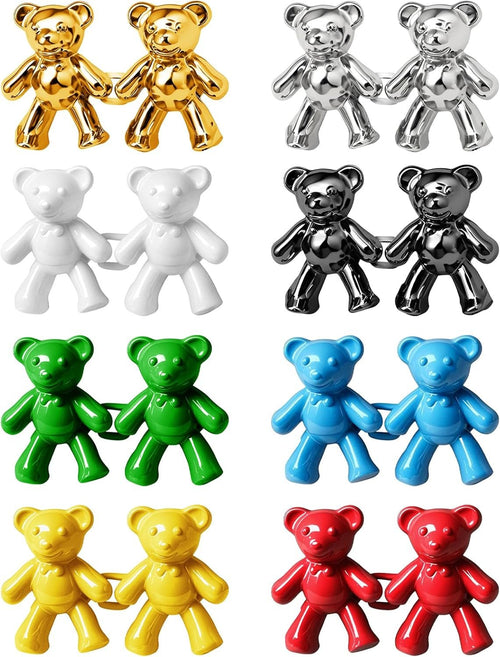 NILLOS Adjustable Waist Buckles, 8 Pairs Cute Bear Jeans Button Pins for Skirt, Jackets, DIY Clothing Accessories (Colorful)
