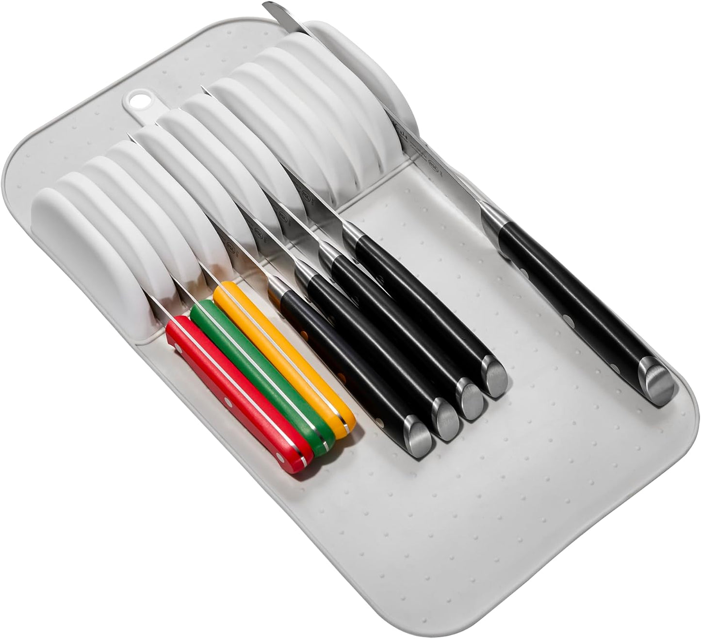 madesmart Classic Large Knife Mat Soft-Grip, Non-Slip Drawer, Long-Lasting Home Organization, BPA Free, White