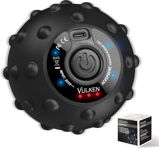 Vulken 4 Speed High Intensity Vibrating Massage Ball for Fitness, Performance Improvement, Black