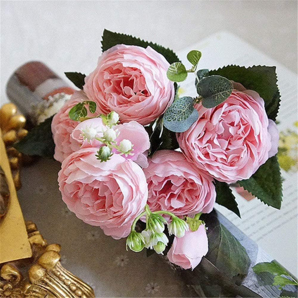 Vasi di plastica Oggettistica per la casa Vasi anti-ceramica Vaso di fiori imitazione in rattan Matrimonio europeo Decorazioni moderne Cesto infrangibile, fiore finto Rosa A