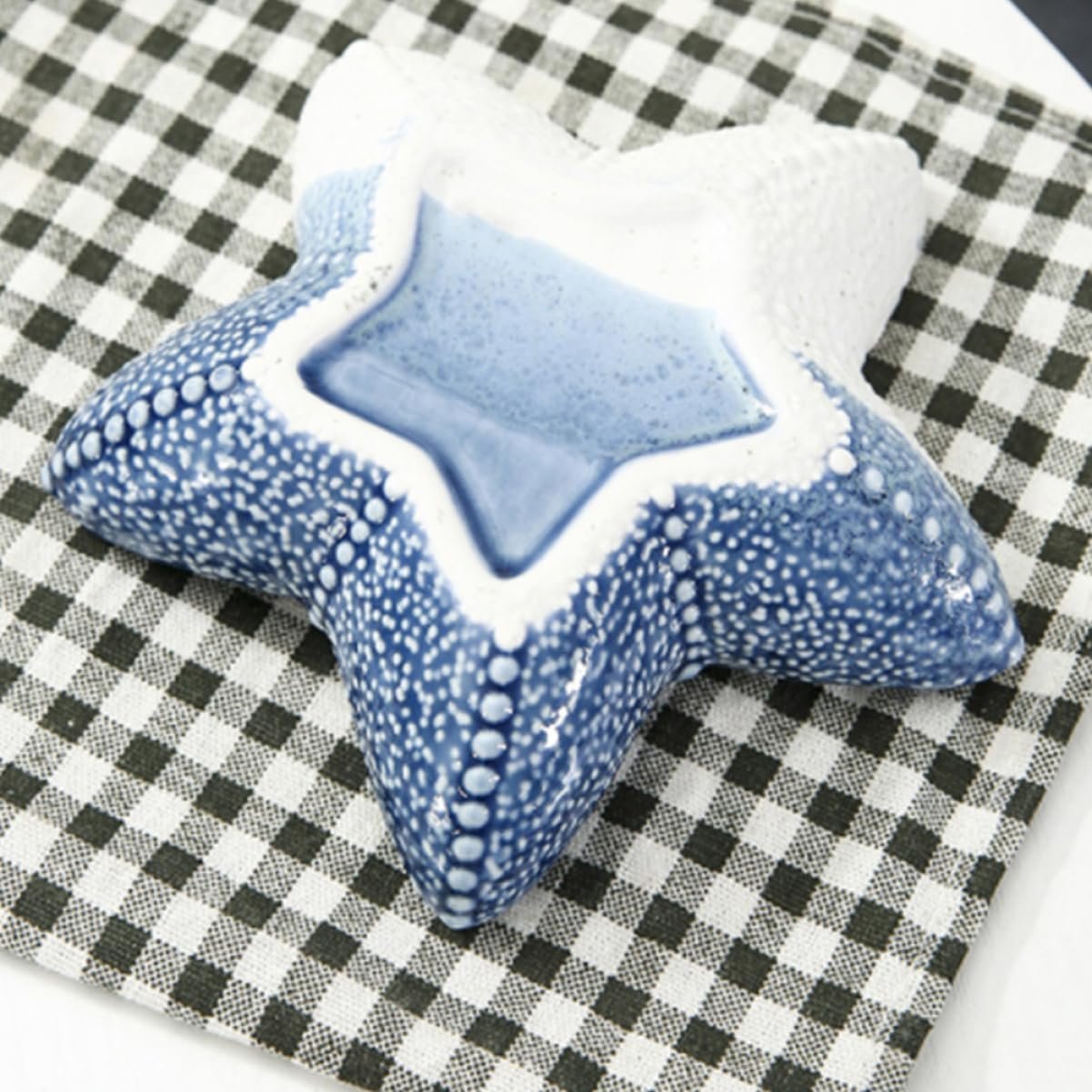 DEARMAMY 2 Pcs Starfish Tray Gadgets Home Supplies Home Drawer Jewelry Box Beach Plate Key Starfish Ceramic Blue