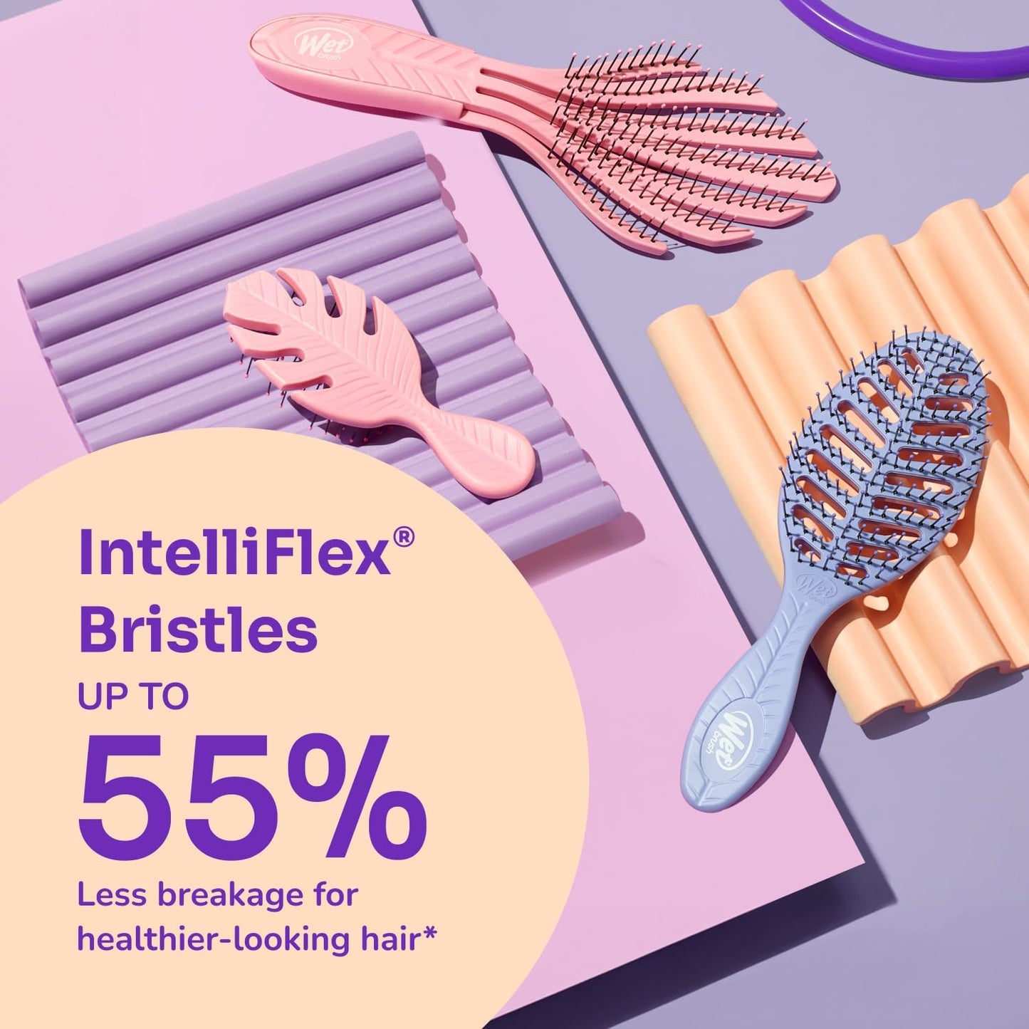 Wet Brush Go Green Mini Detangler, Grey - Detangling Travel Hair Brush - Ultra-Soft IntelliFlex Bristles Glide Through Tangles & Gently Loosens Knots While Minimizing Pain, Split Ends & Breakage