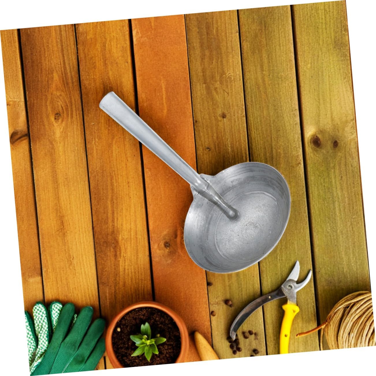 Abaodam Heavy Duty Iron Ladle for Feeding and Watering Reusable Soup Spoon with Ergonomic Handle Durable and Polished Surface for Farm and Garden Use