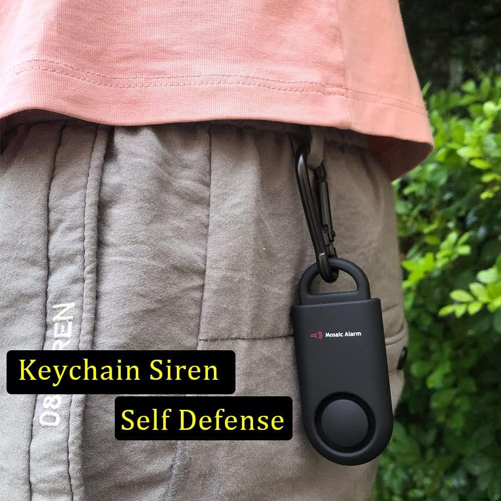 2 Pack 130db Personal Safety Alarm for Women. User-Replaceable Battery Loud Sound Keychain Alerts with Carabiner. Emergency SOS Self-Defense Siren for Girls, School Kids, Night Runner, Hiking. Black