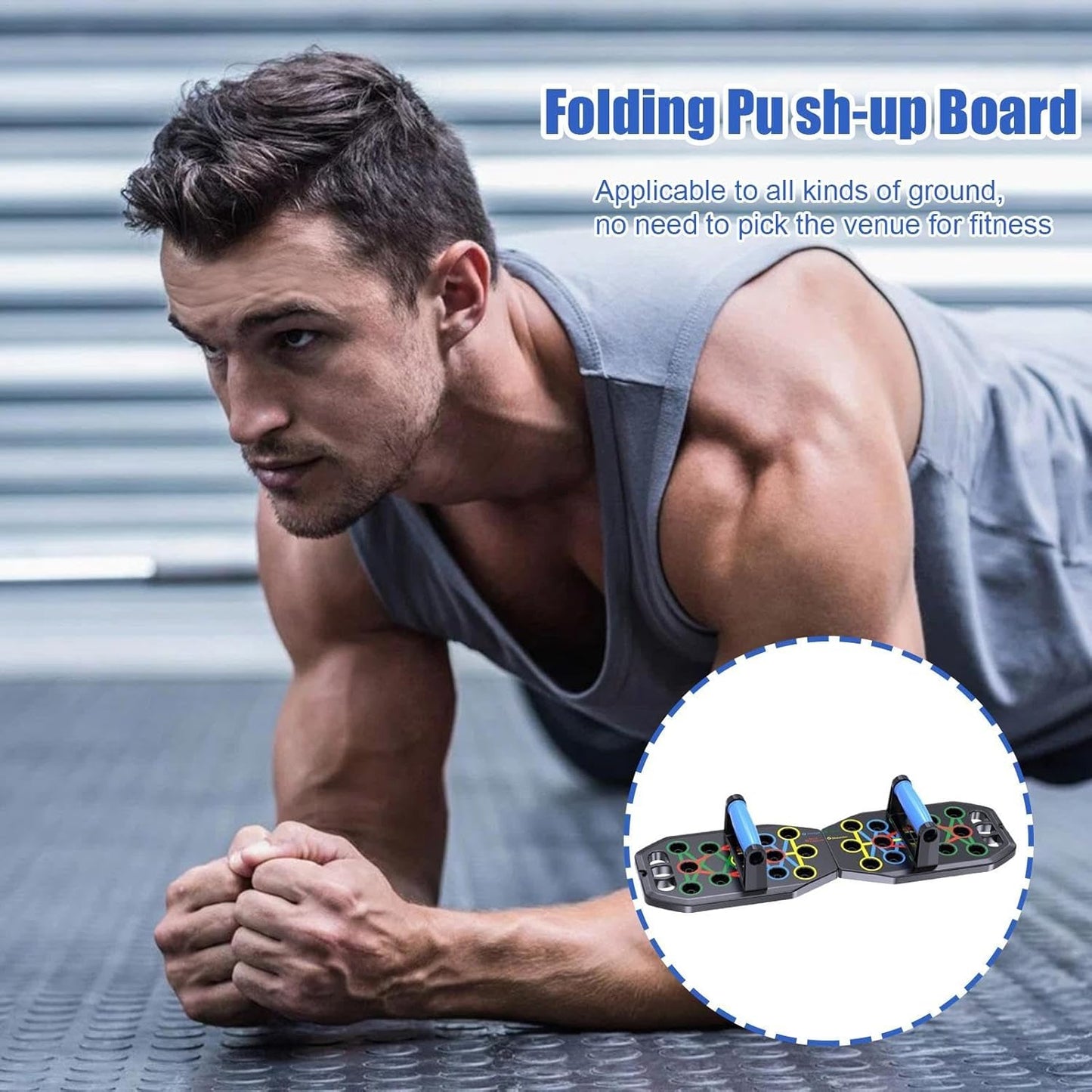 Pushup Board, Non Slip Foldable Pushup Stand, Multi Angle Training Equipment for Strength, Muscolo Building, Home Gym Workout Gear for Men and Women, Compact PC Material,