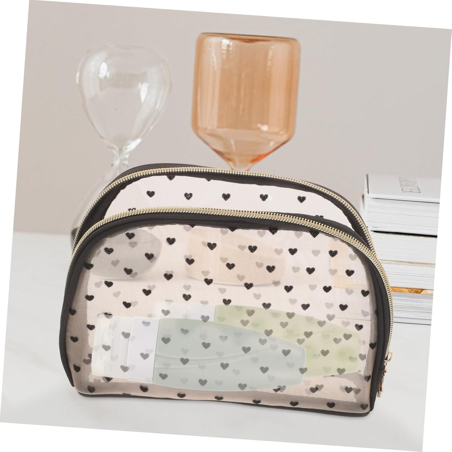 BESPORTBLE Women's Makeup Bag Portable Travel Cosmetic Organizer Two Layers Transparent Case for Make Up and Camping Accessories, Black, modern