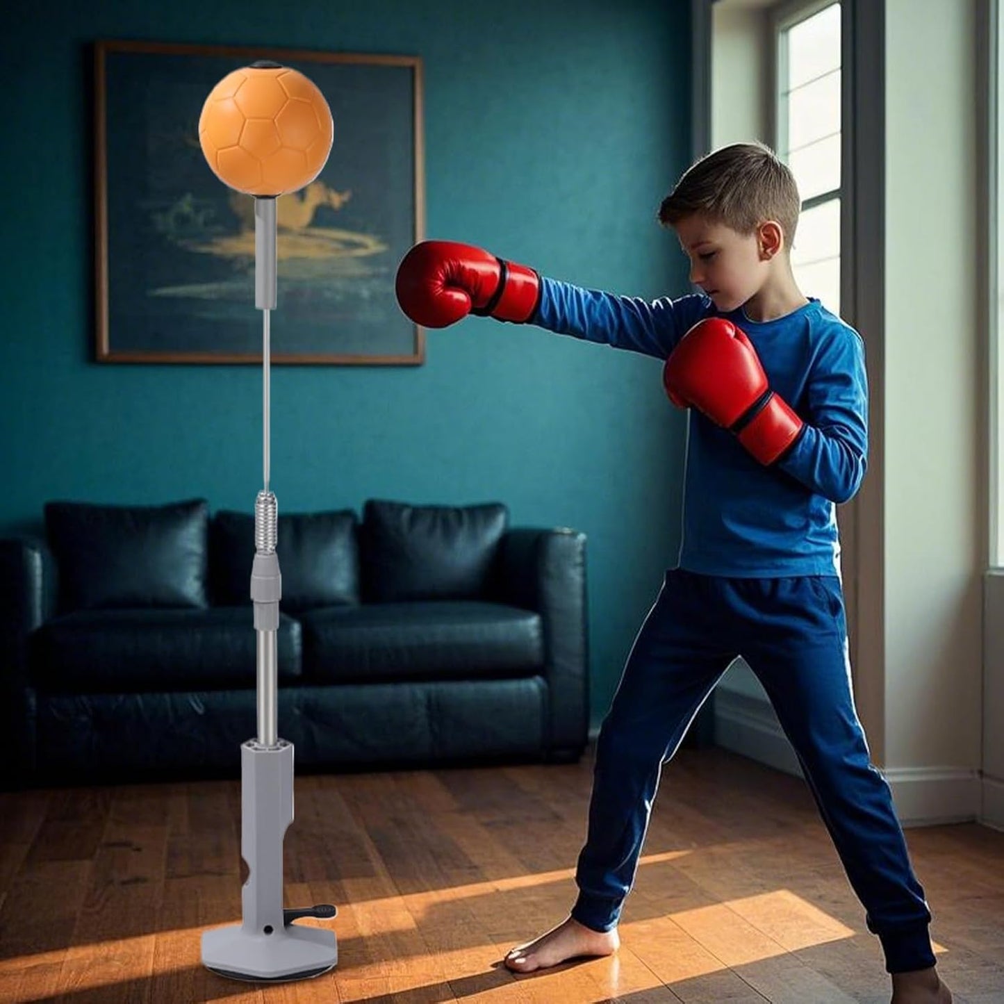 Speed Bag, Reflex Punching Bag with Stand, Adjustable Height Training Equipment, Strong Suction Cup Exercise Gear, Hand-Eye Coordination Workout Tool for Kids and Teens Fitness