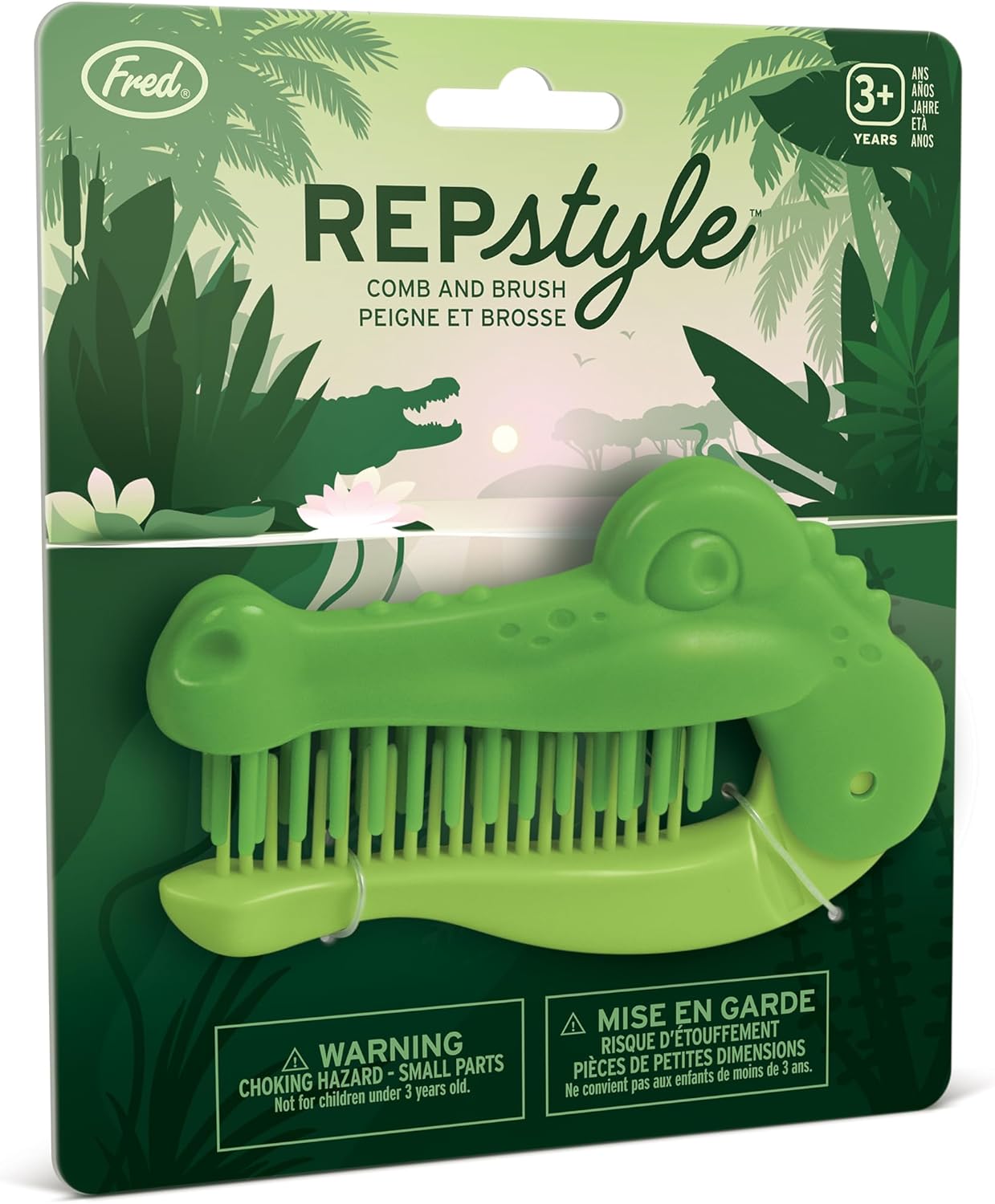 Genuine Fred REPSTYLE Crocodile Folding Brush and Comb, Fun Crocodile or Alligator Design, Hair Care Tool and Detangling Comb, Great for Travel and Diaper Bags, Fun Gift and Stocking Stuffer