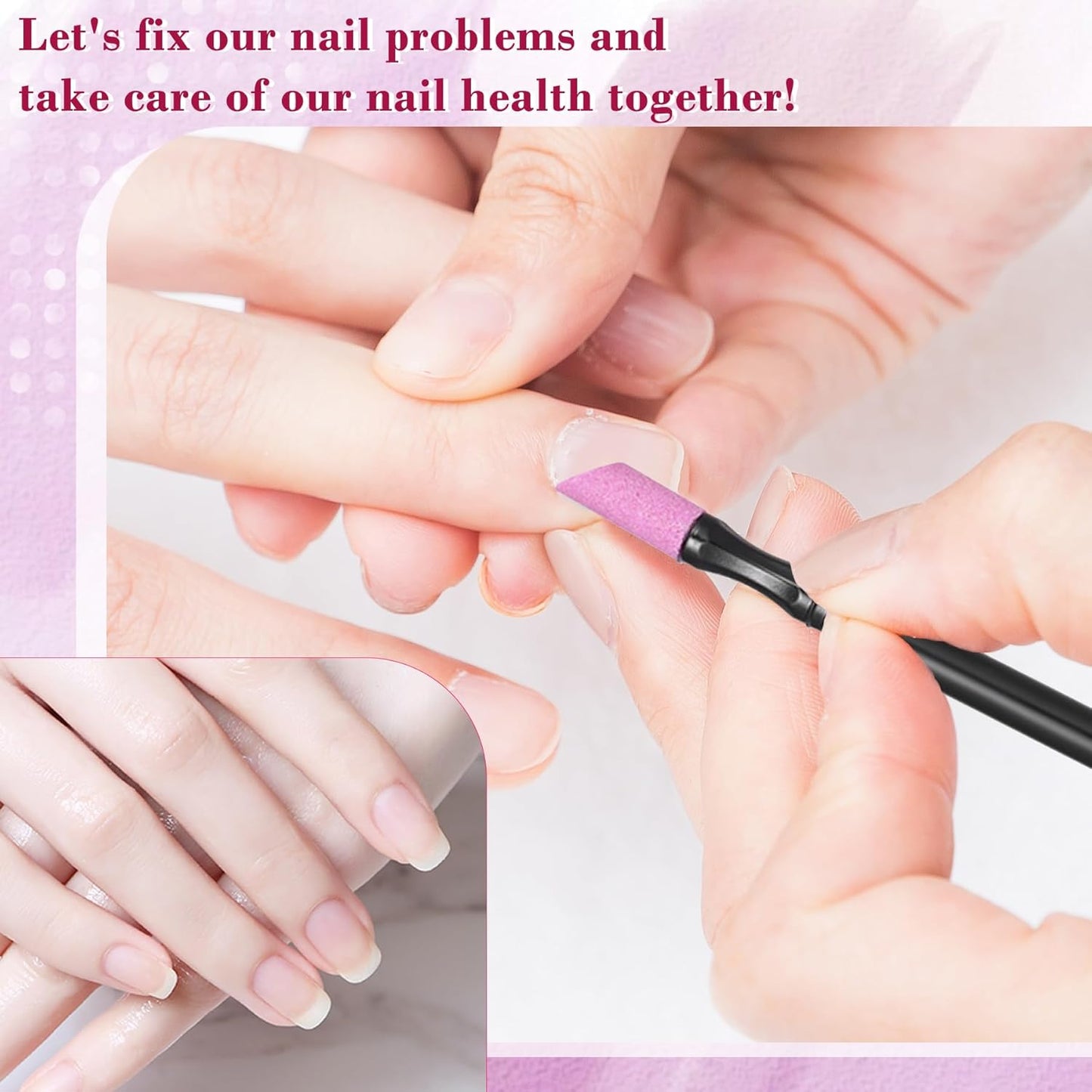 EKIND 3 Pcs Double-end Quartz Stone Stick Cuticle Nail Art Pen Nail Cuticle for Men Tip Pushers Women Fingernail Gelnail Natural Nail Care Tools