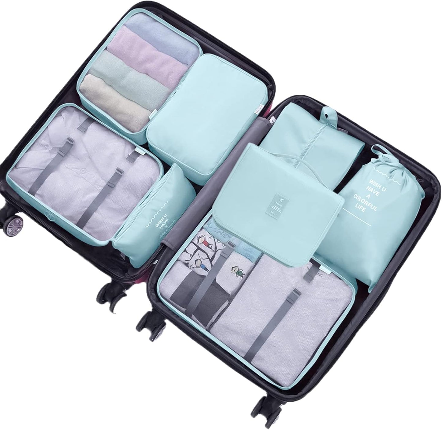 MURISE 8 Pieces Packing Cubes, Suitcase Organizer, Suitcase Organizer, Travel and Travel Suitcase Organizer, Travel Useful Accessories